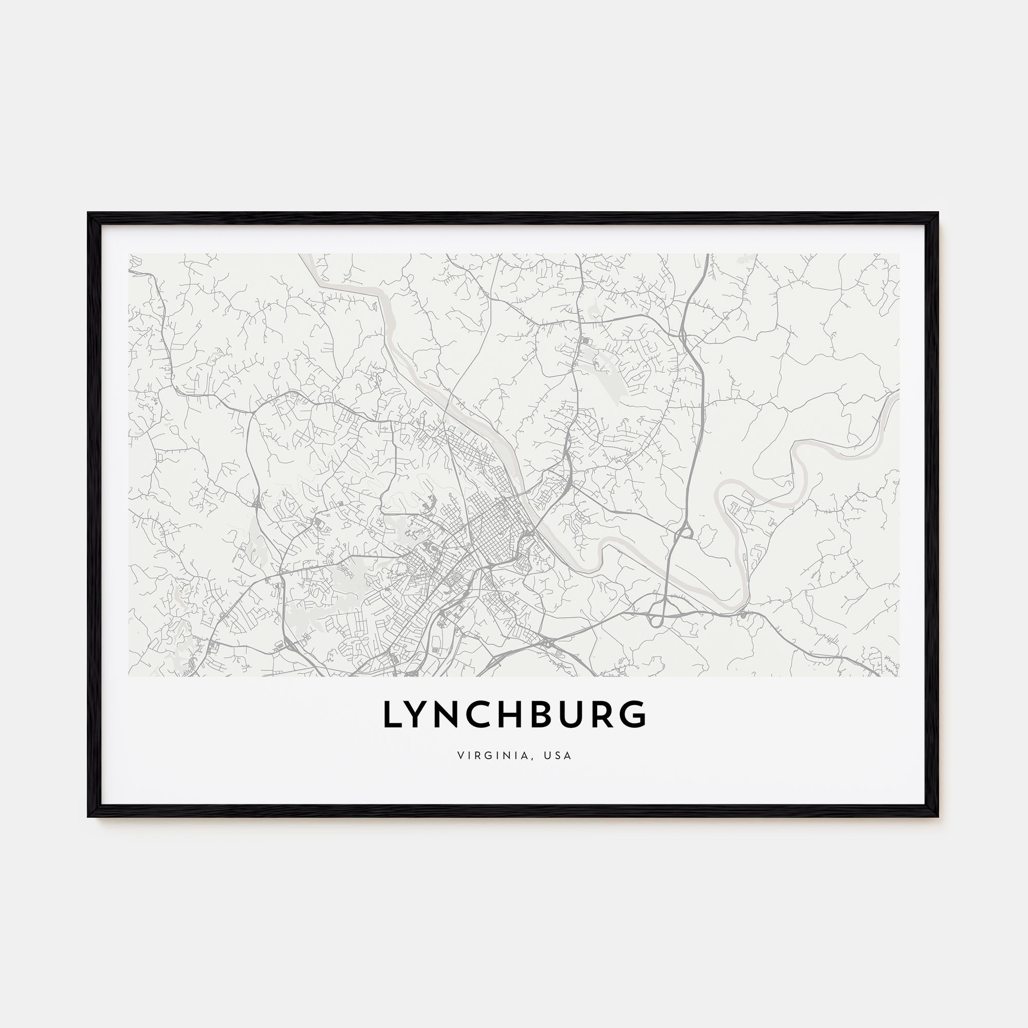 Lynchburg Map Landscape Poster