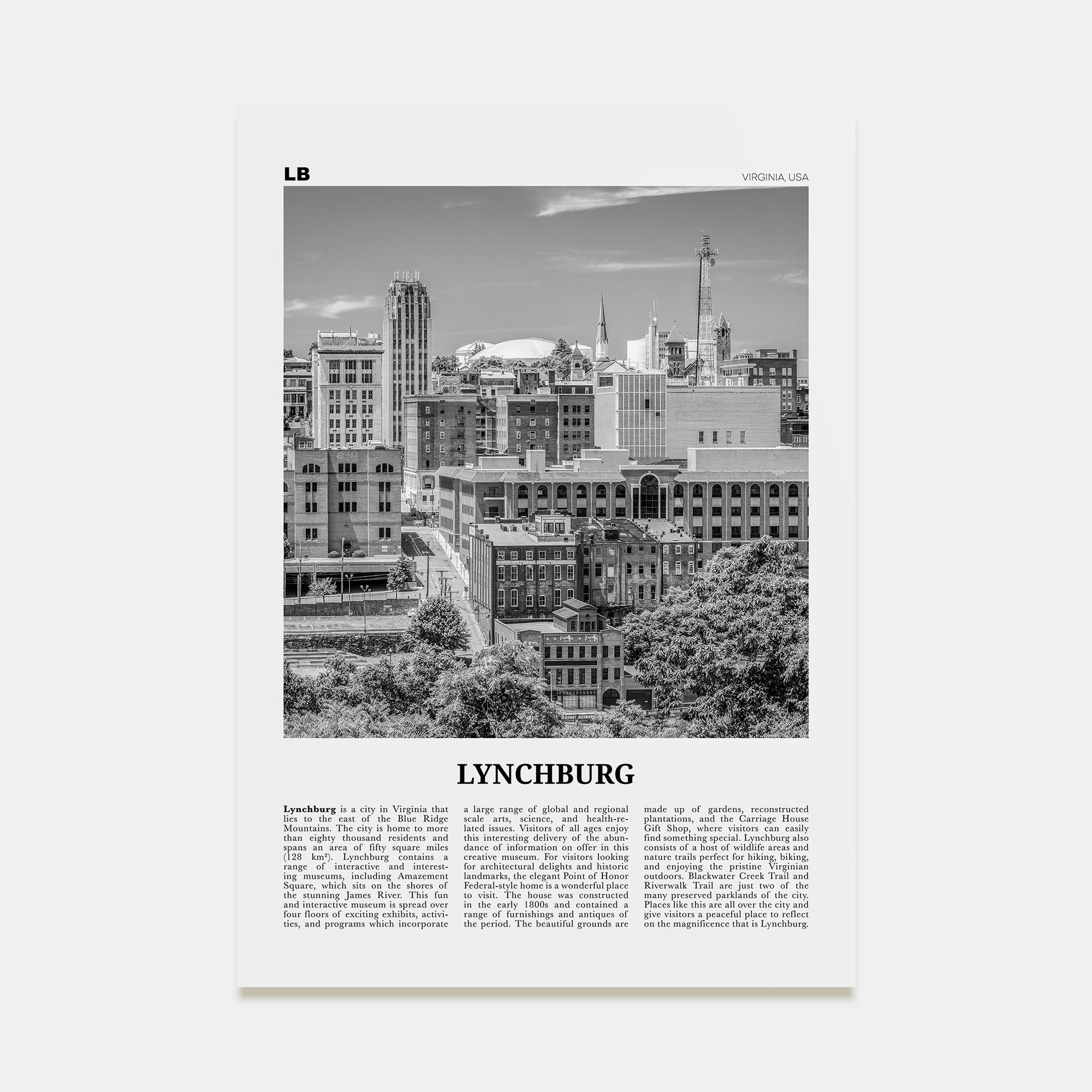 Lynchburg Travel B&W Poster
