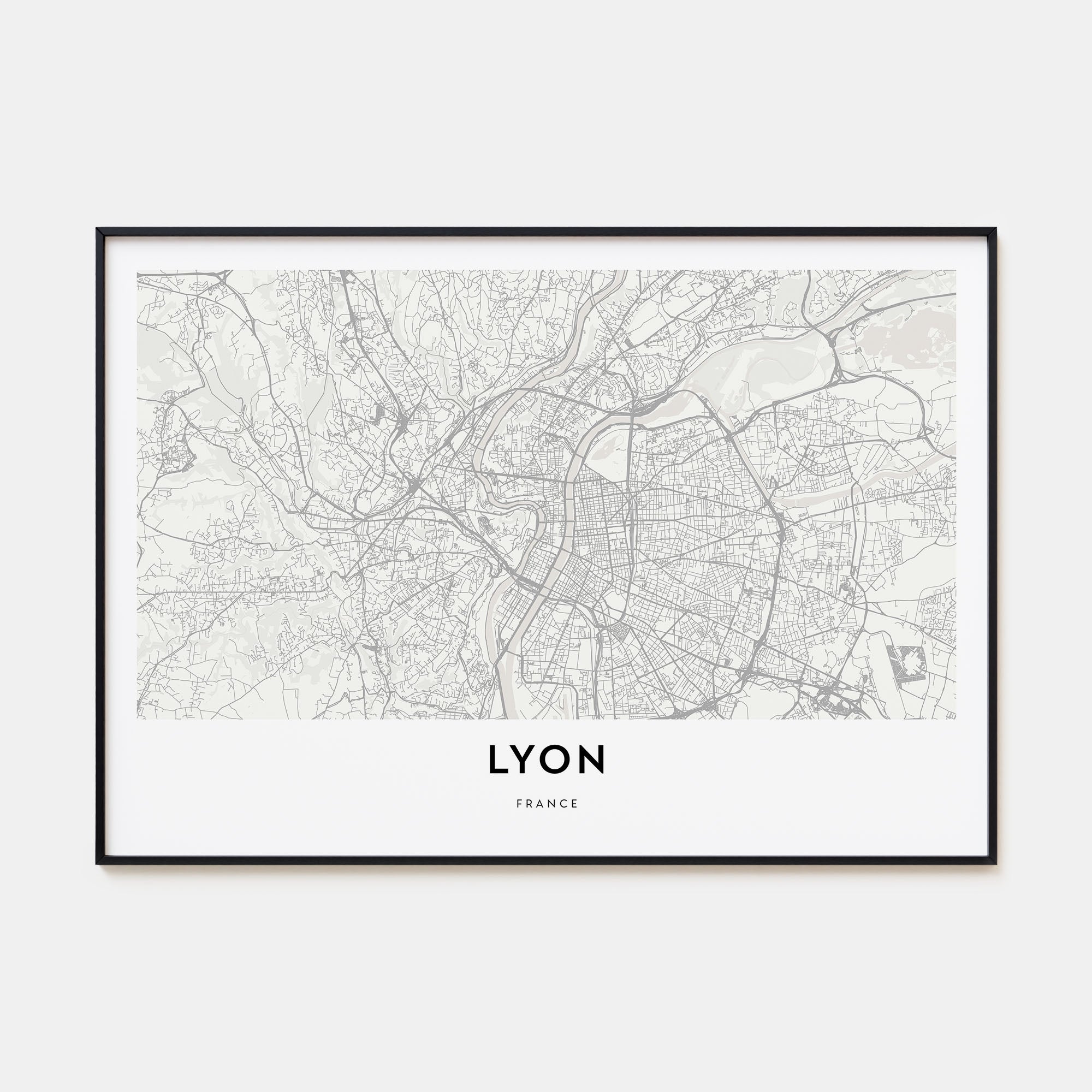 Lyon Map Landscape Poster