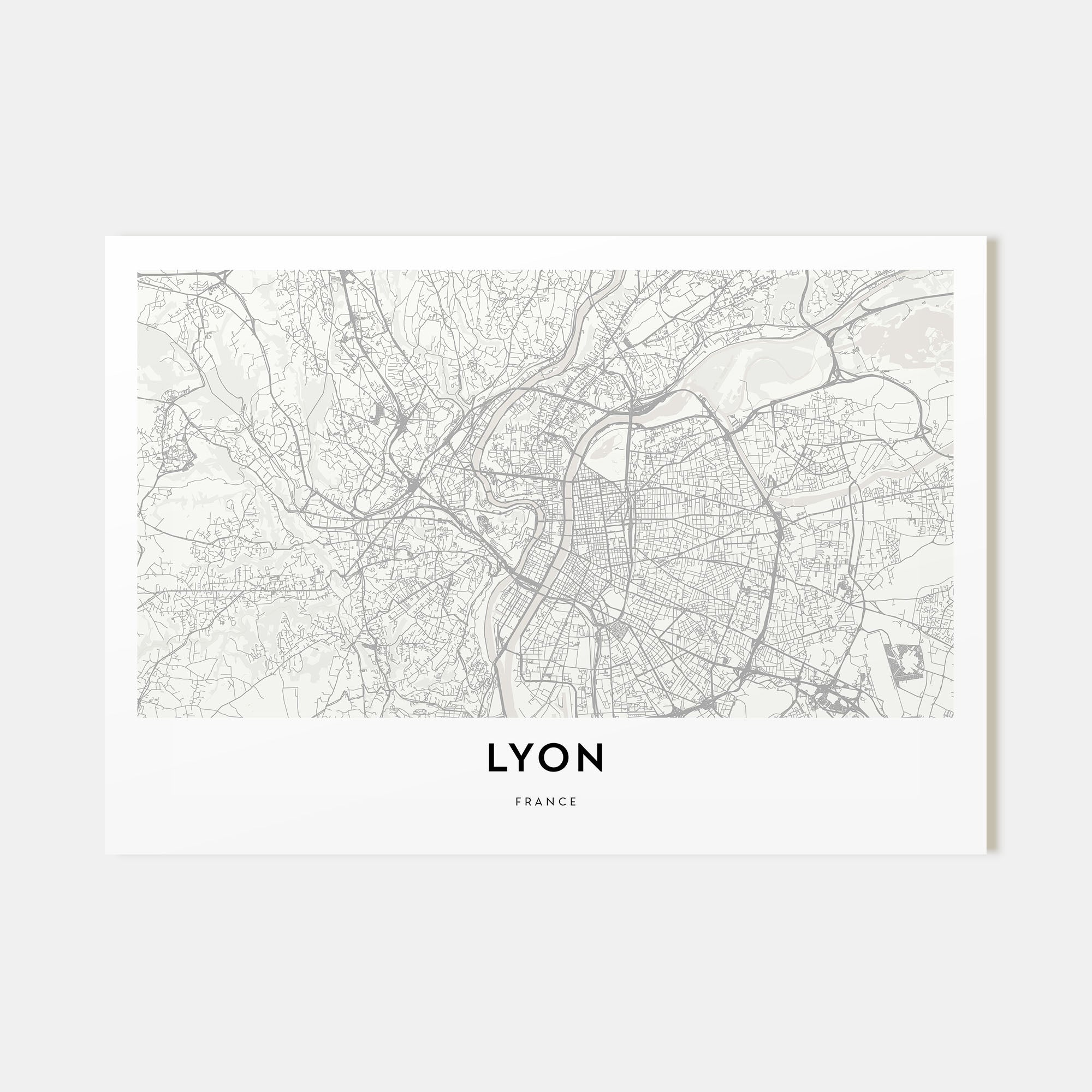 Lyon Map Landscape Poster