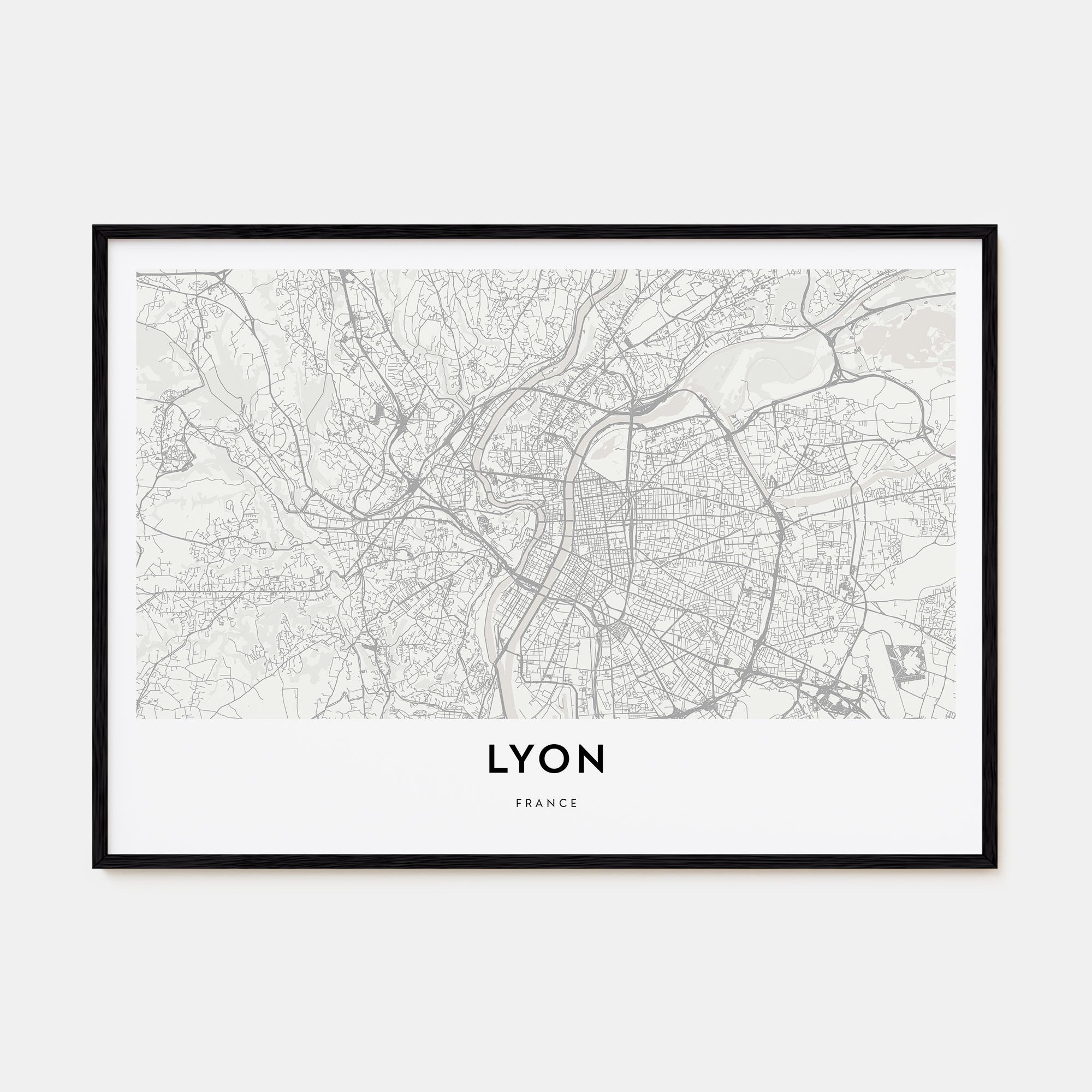 Lyon Map Landscape Poster