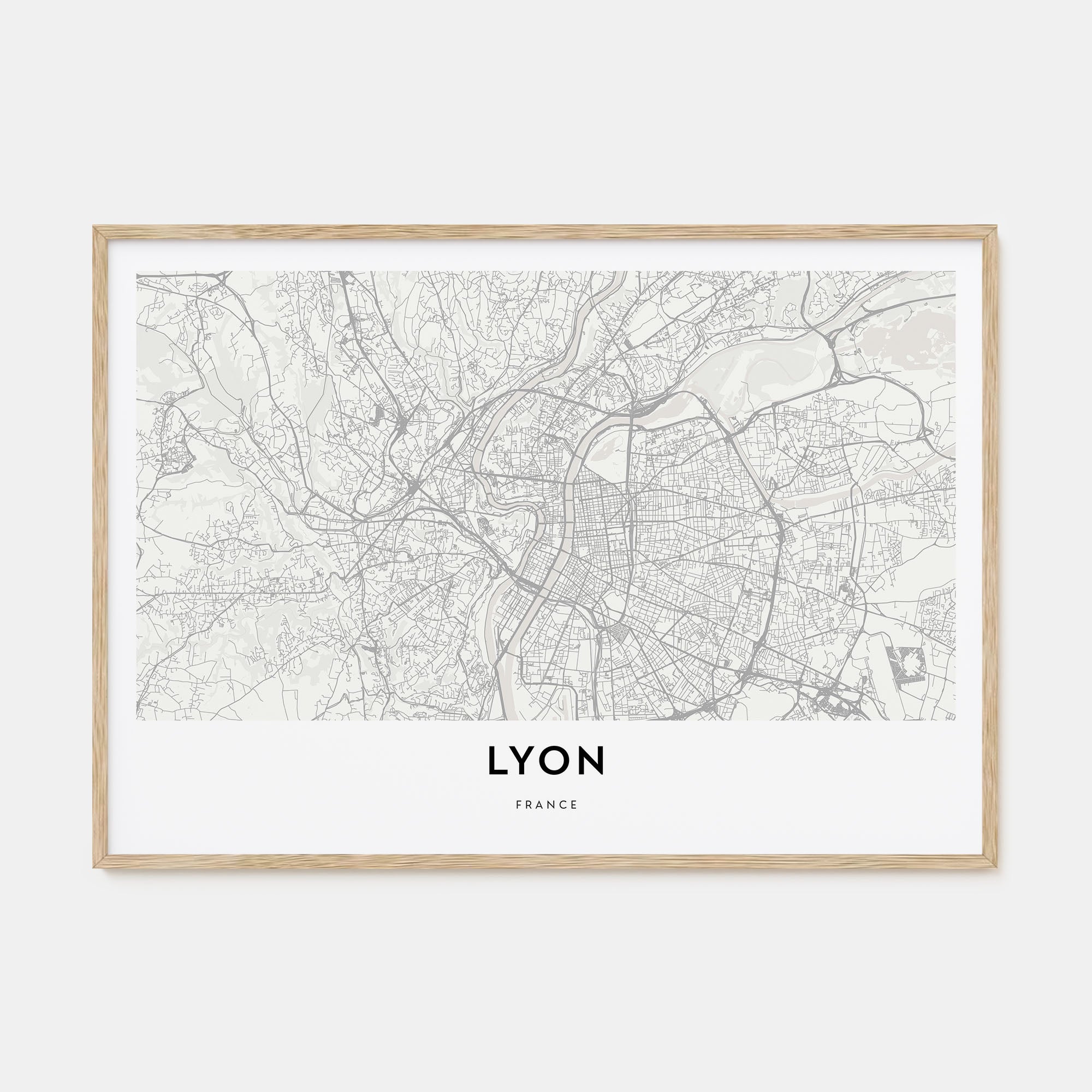 Lyon Map Landscape Poster