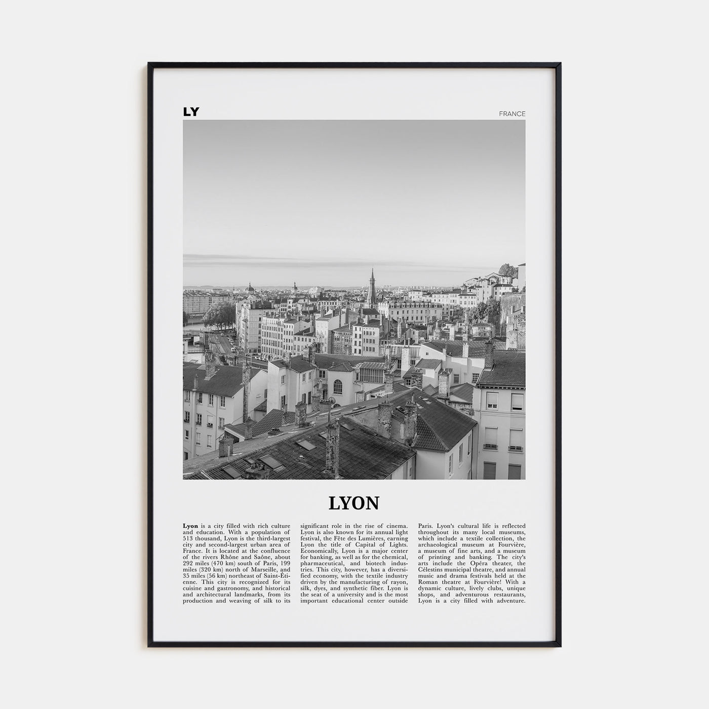 Lyon Travel B&W No 1 Poster