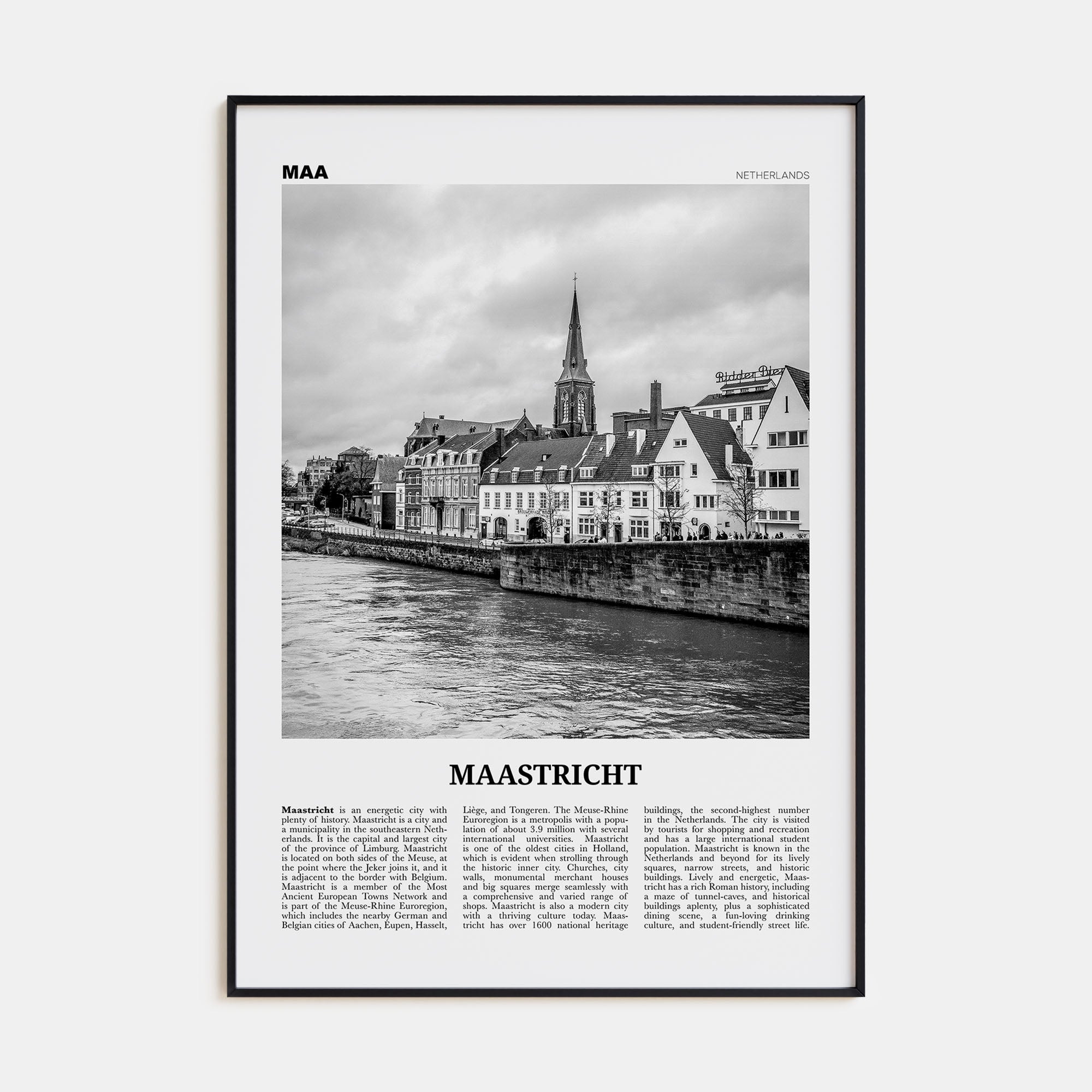 Maastricht Travel B&W Poster