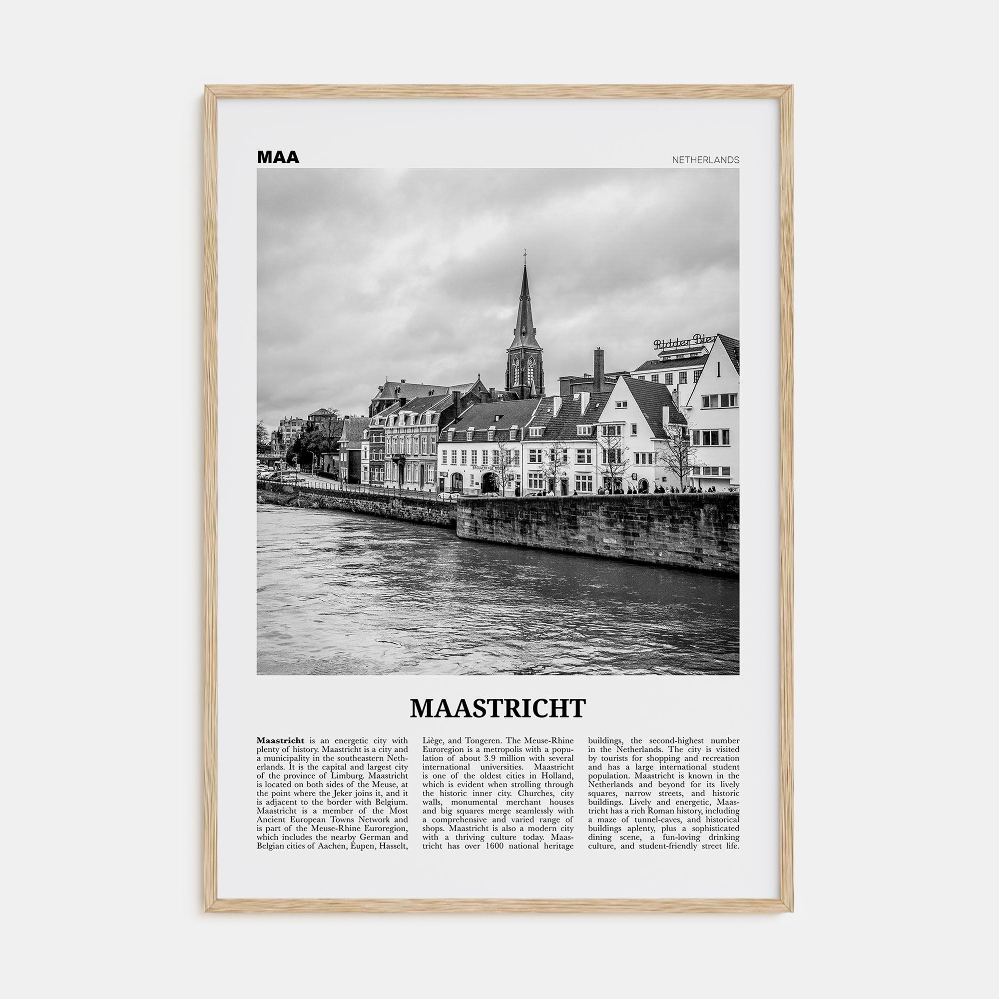 Maastricht Travel B&W Poster