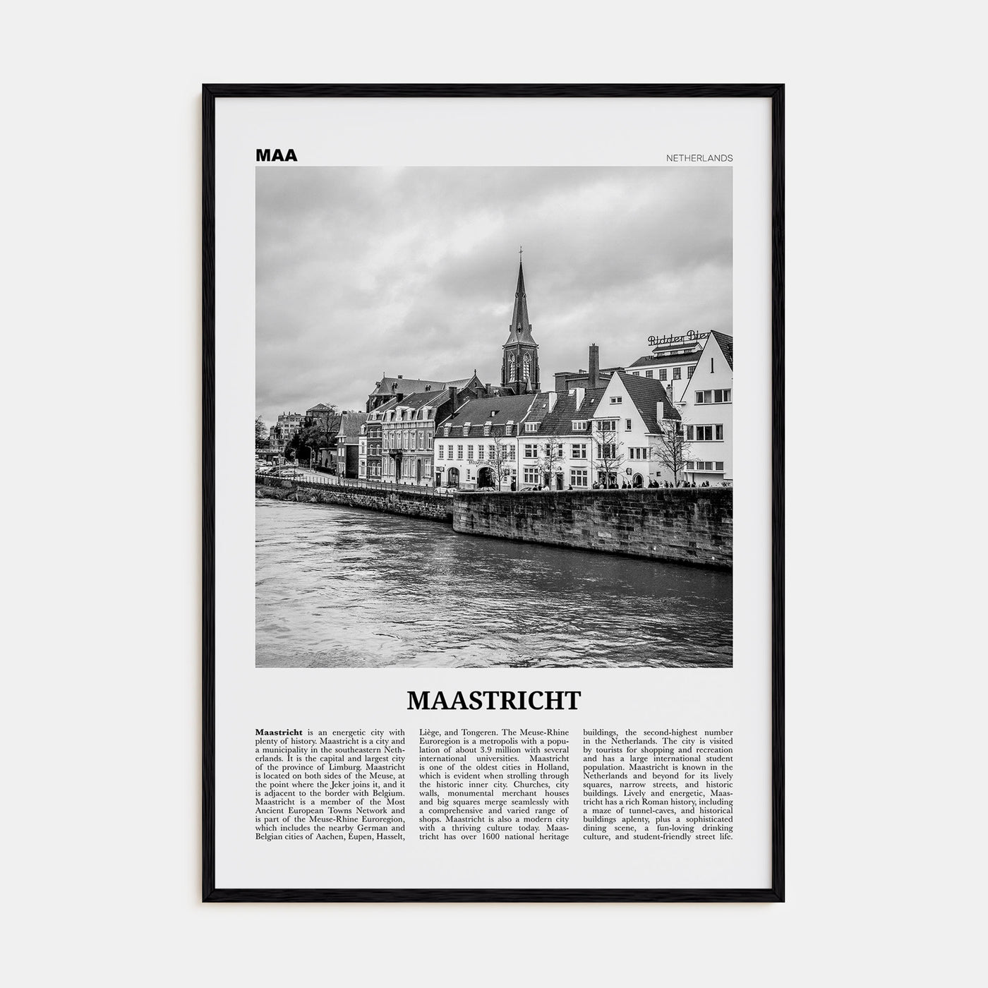 Maastricht Travel B&W Poster