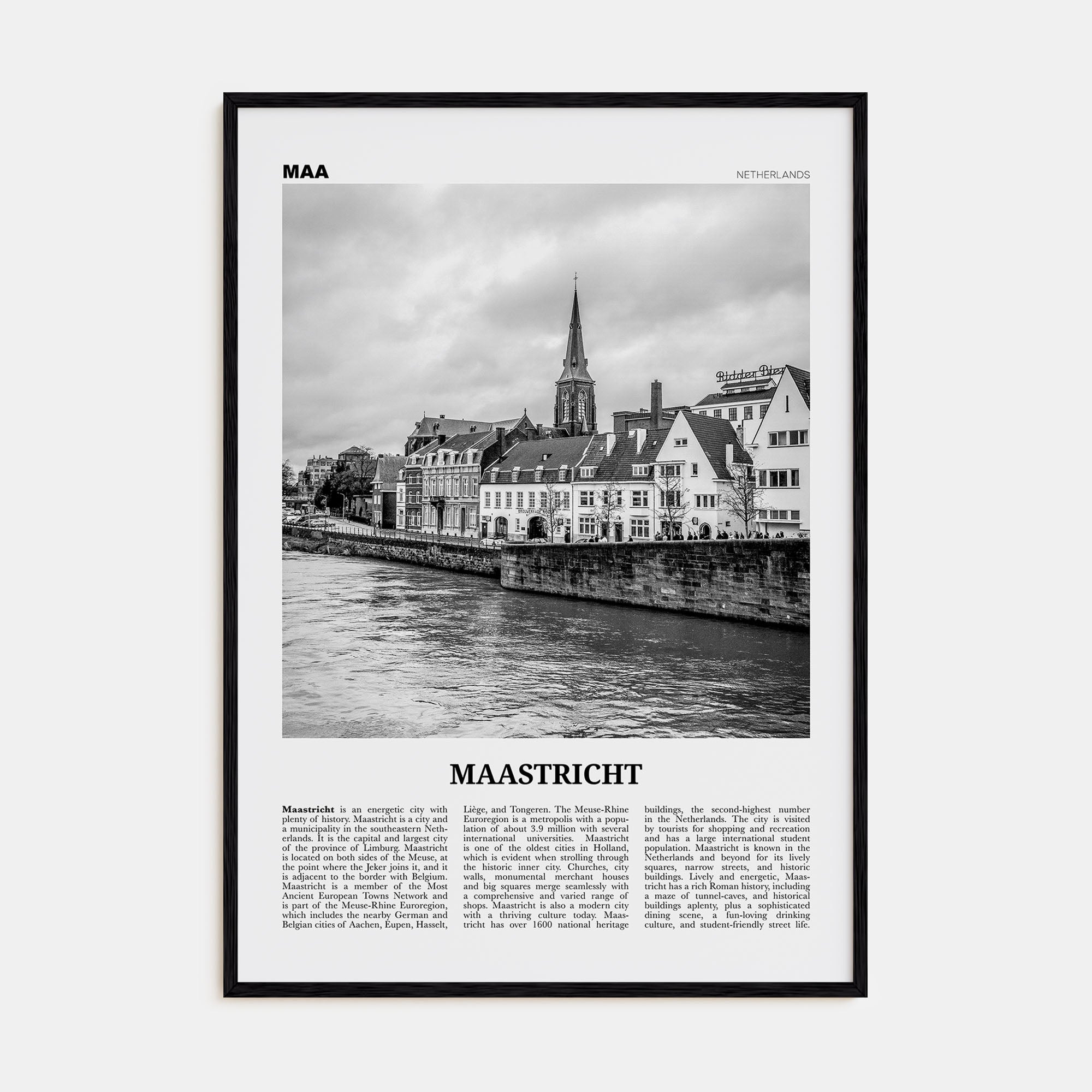 Maastricht Travel B&W Poster