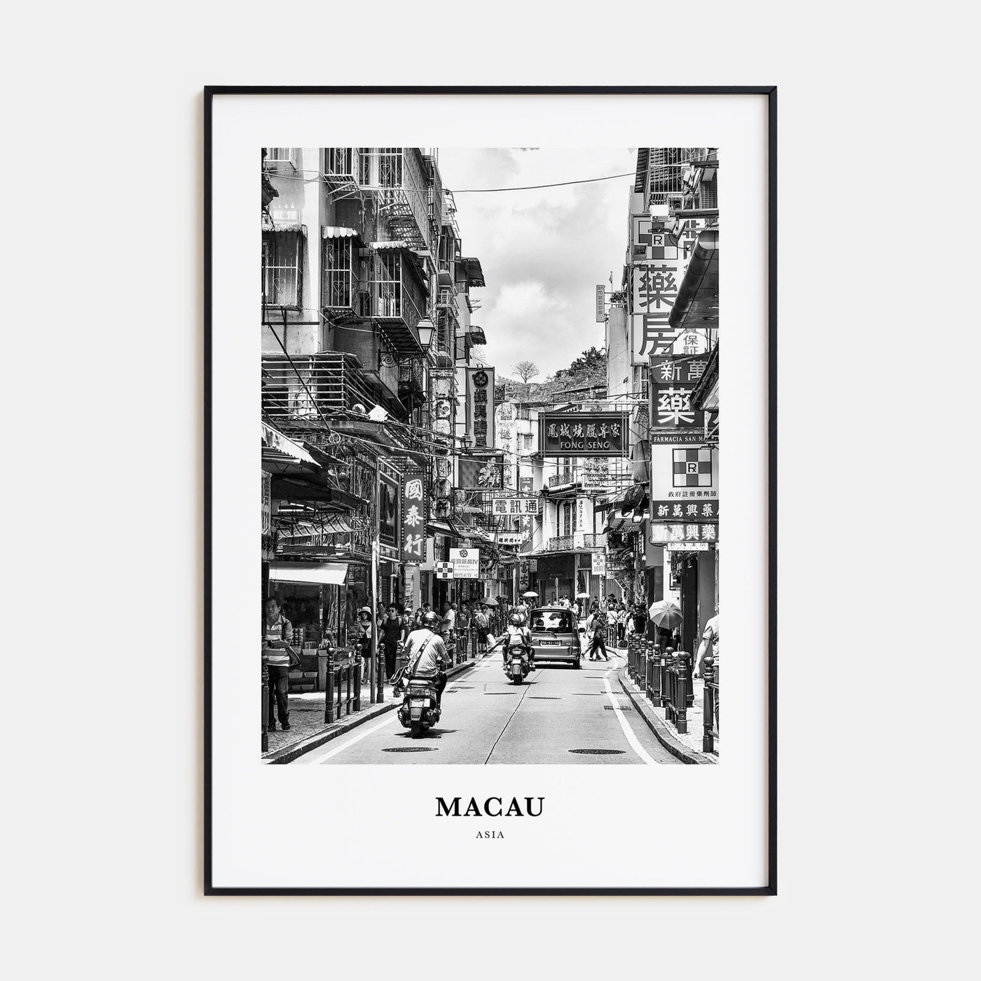 Macau Portrait B&W Poster