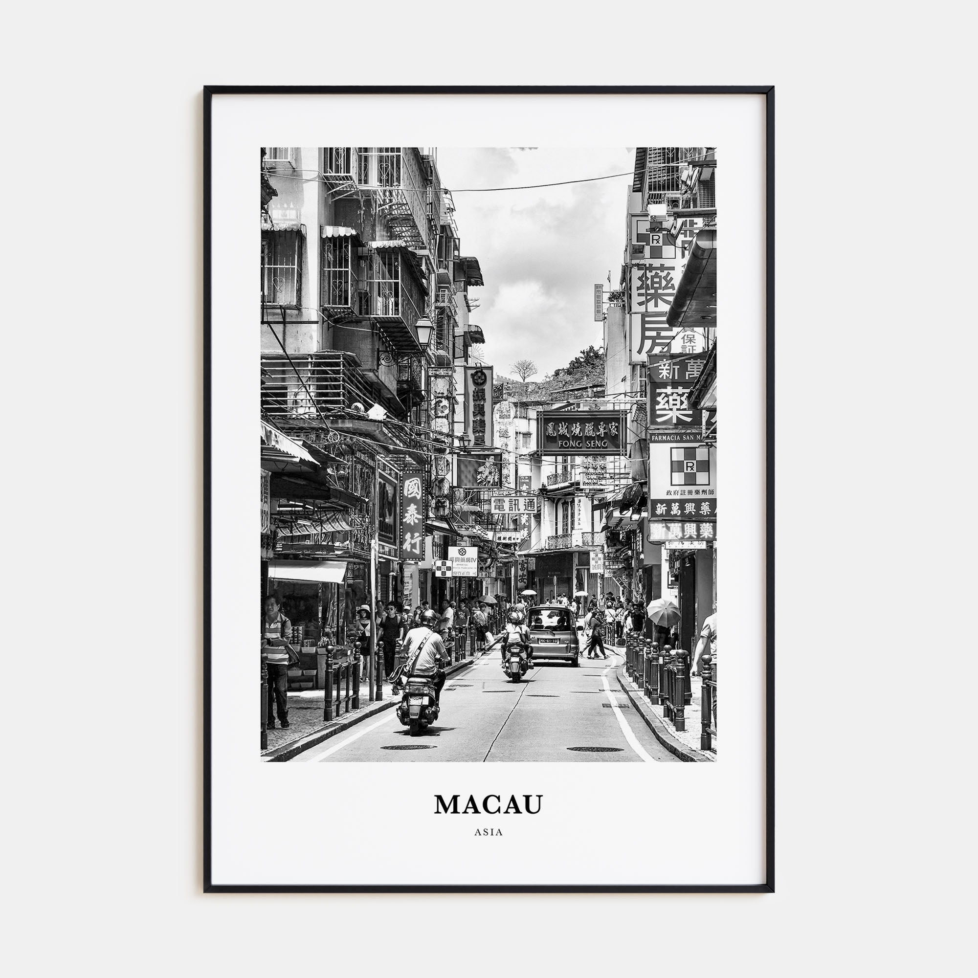 Macau Portrait B&W Poster