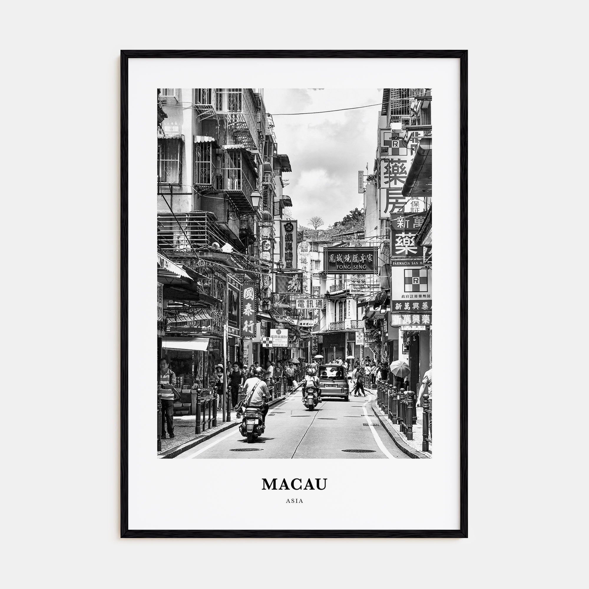 Macau Portrait B&W Poster