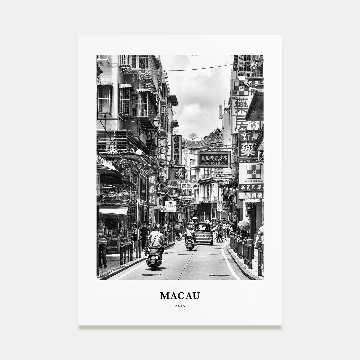 Macau Portrait B&W Poster