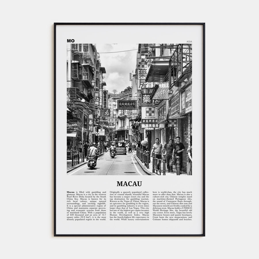 Macau Travel B&W Poster