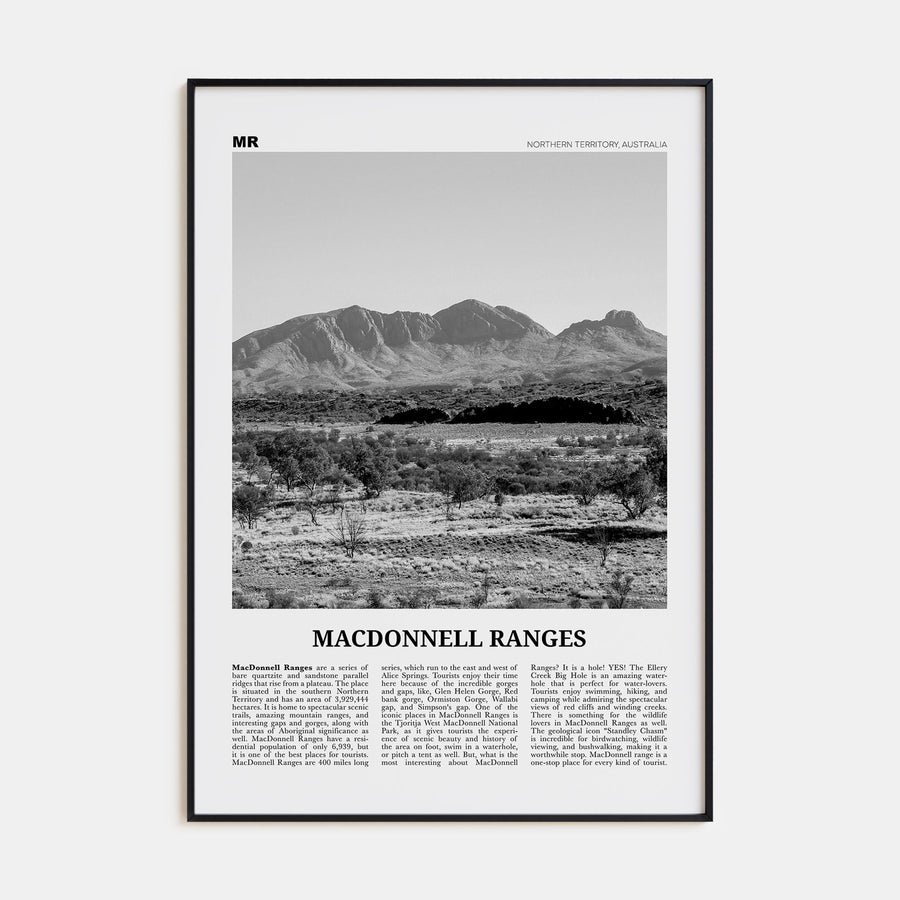 MacDonnell Ranges Travel B&W Poster