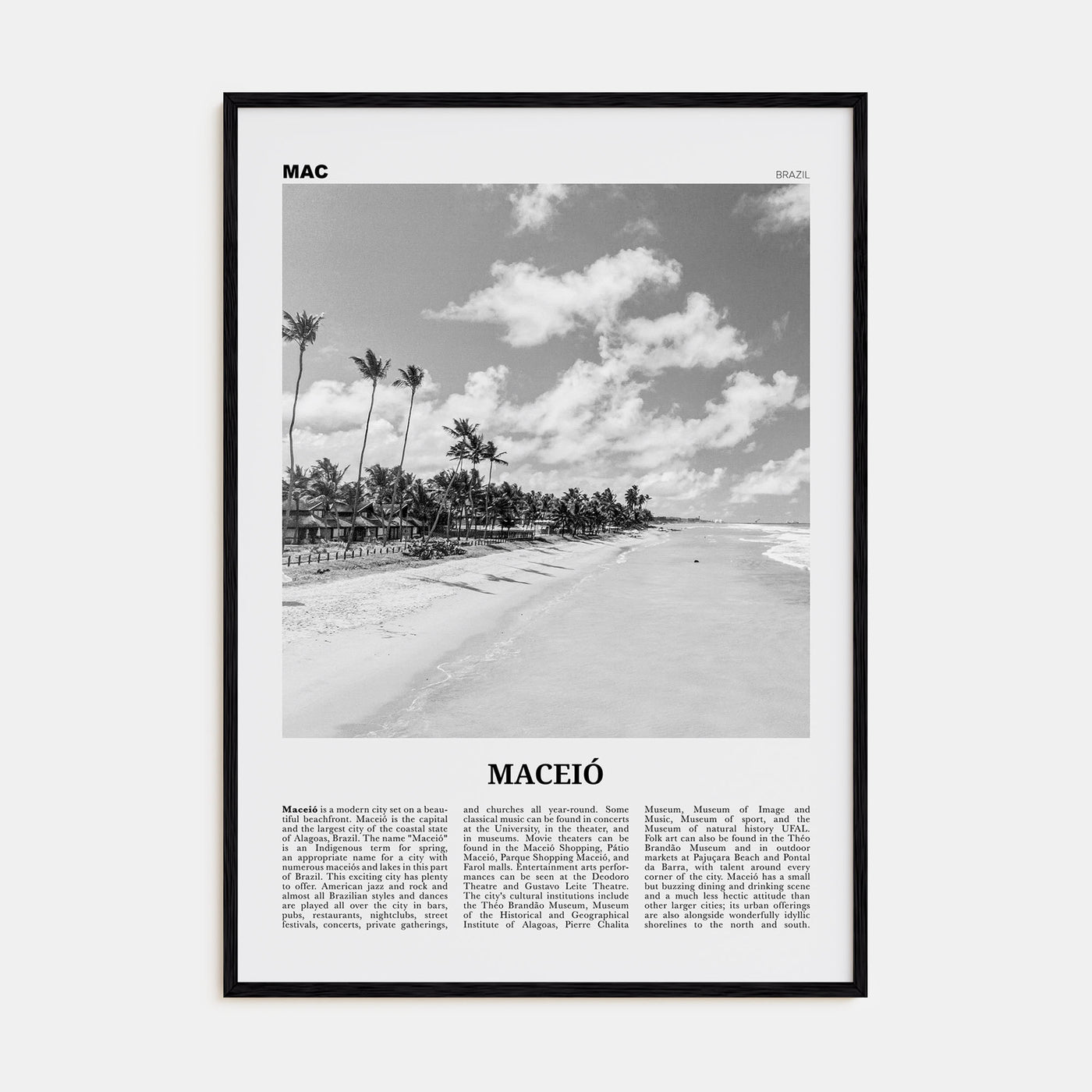 Maceió Travel B&W Poster