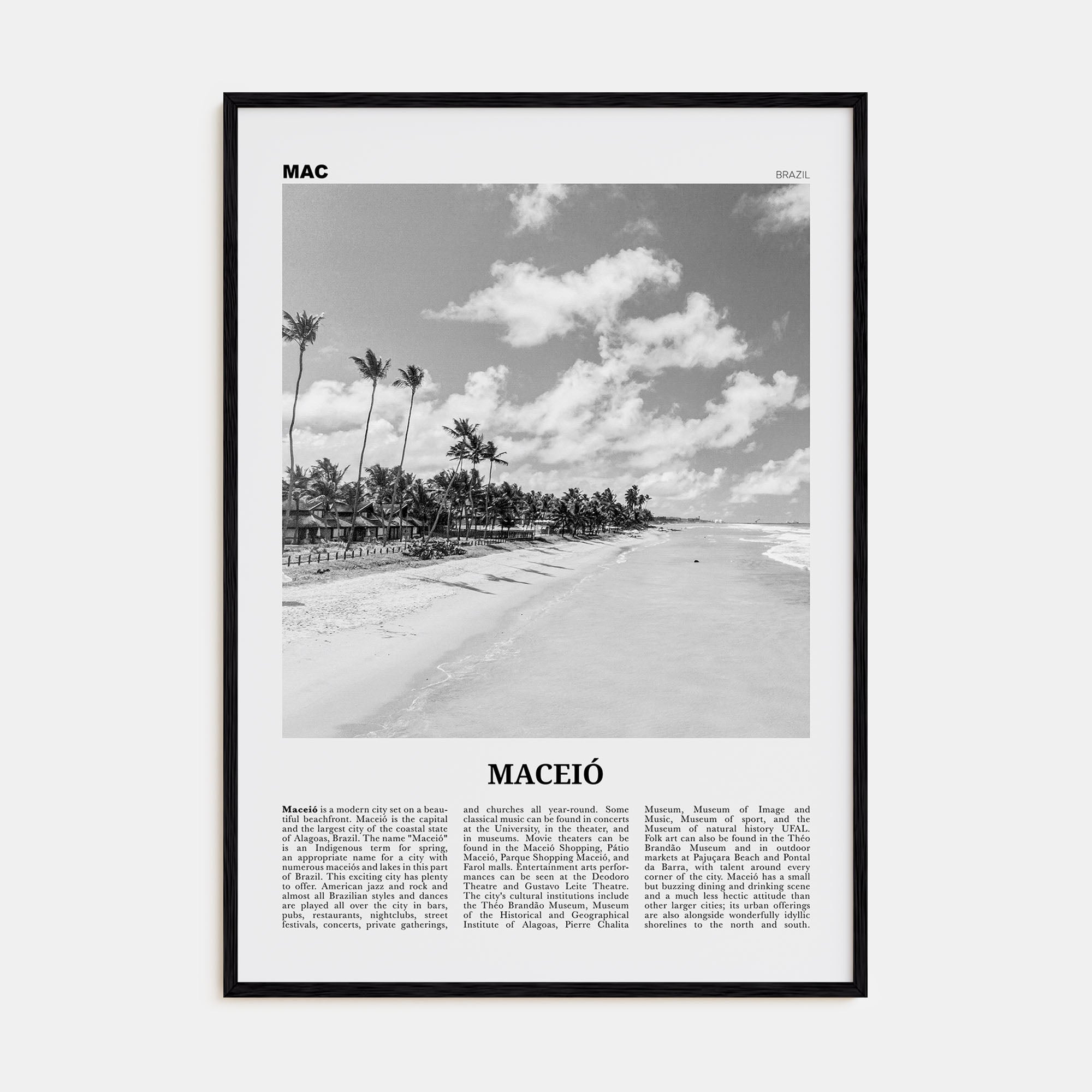 Maceió Travel B&W Poster