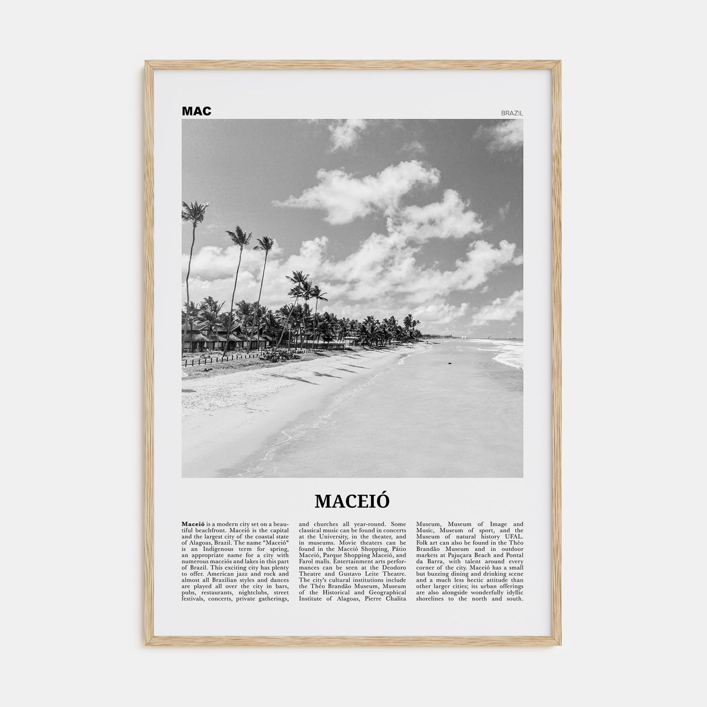Maceió Travel B&W Poster