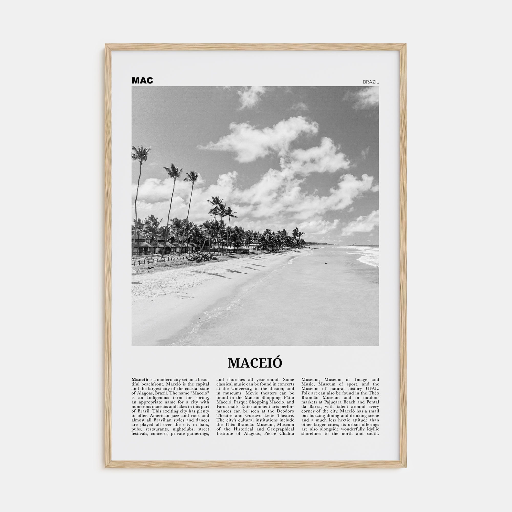 Maceió Travel B&W Poster