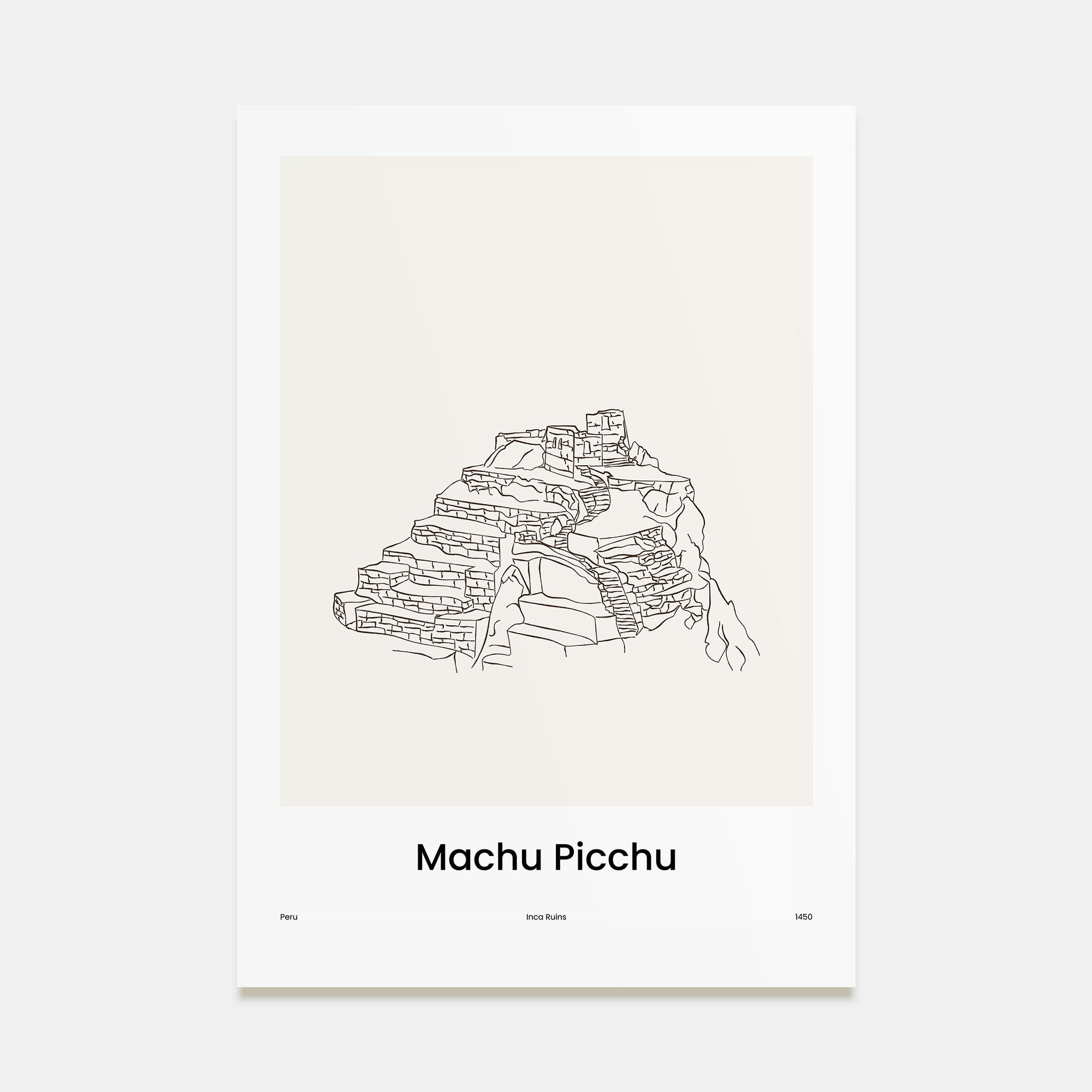 Machu Picchu Drawn Poster
