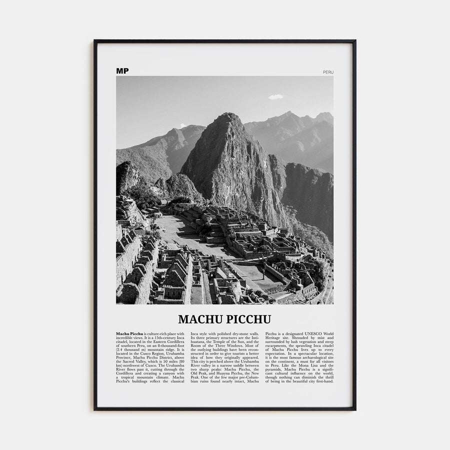 Machu Picchu Travel B&W Poster