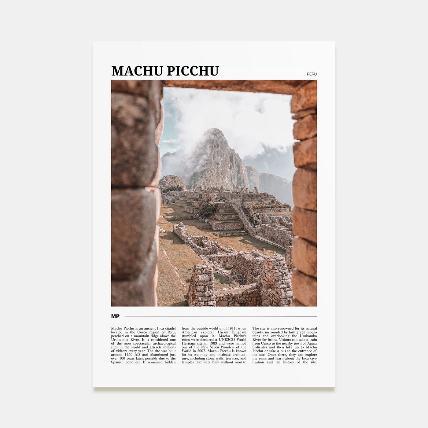 Machu Picchu Travel Color Poster