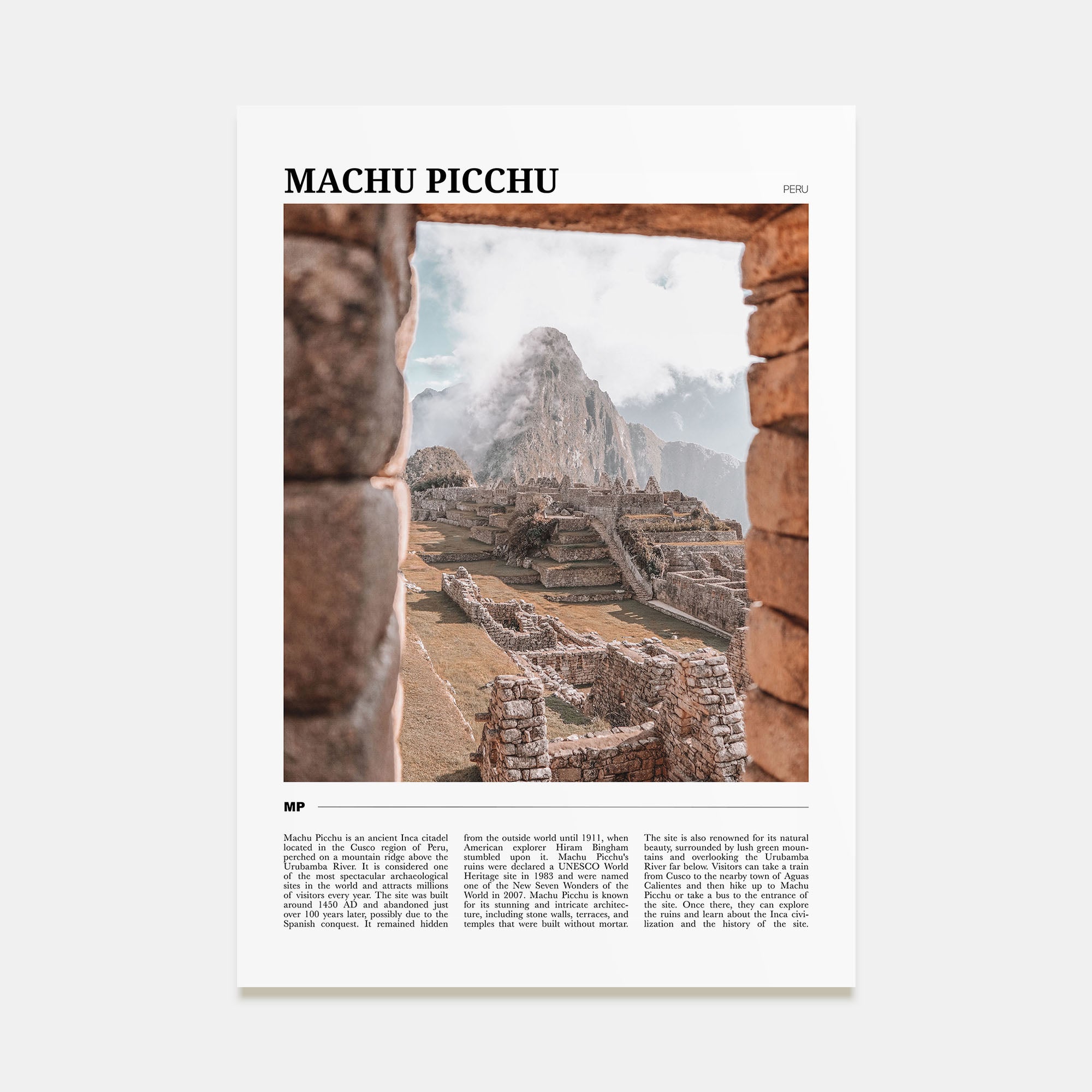 Machu Picchu Travel Color Poster