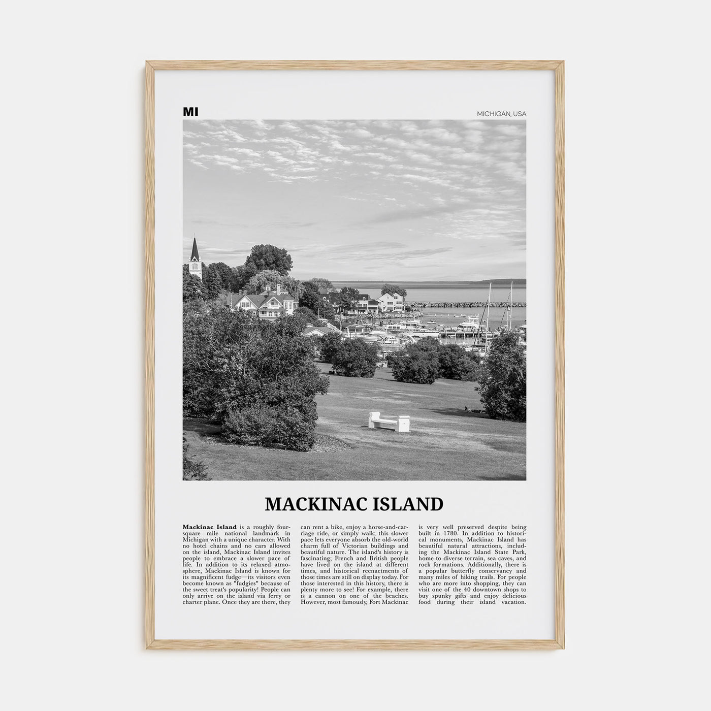 Mackinac Island Travel B&W Poster