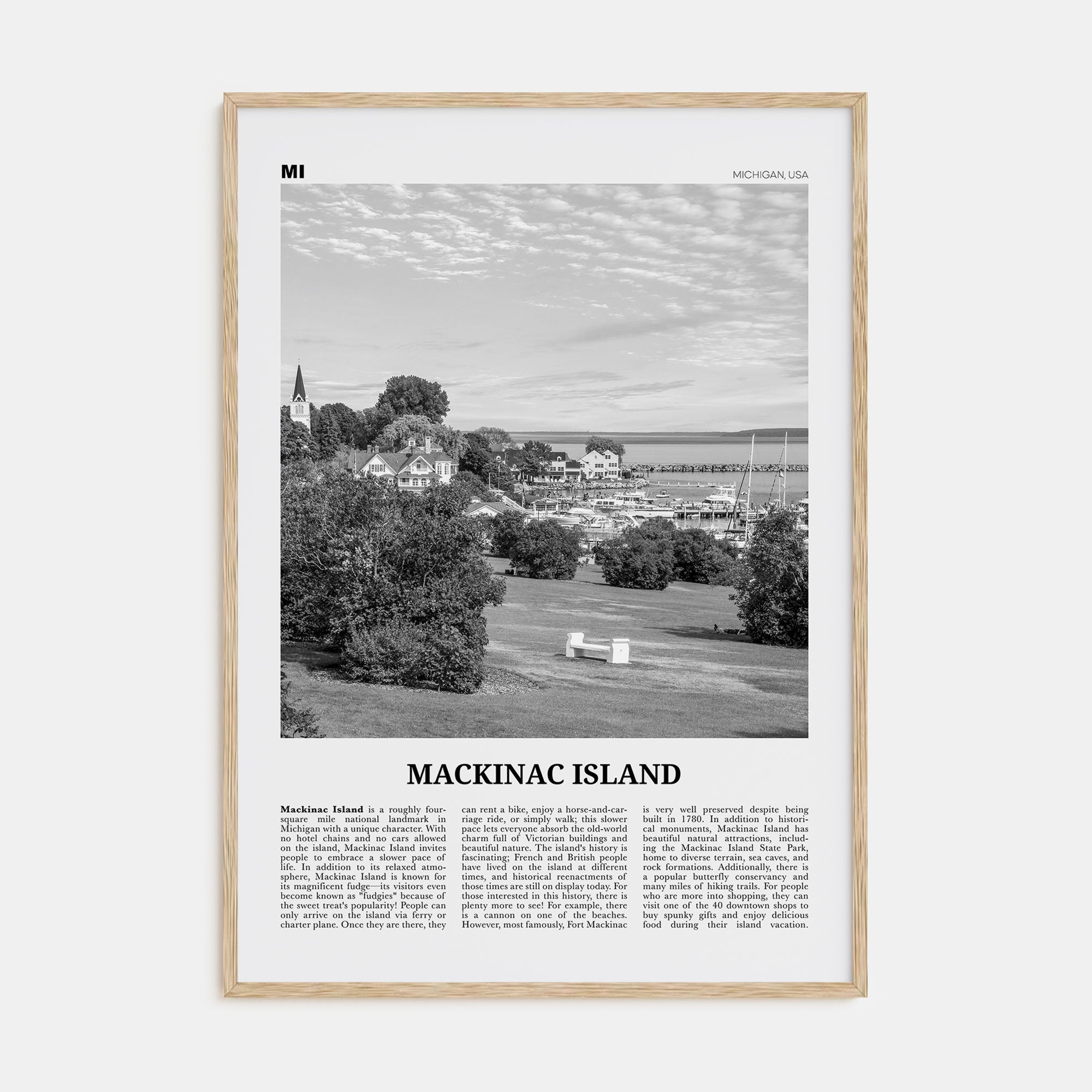 Mackinac Island Travel B&W Poster