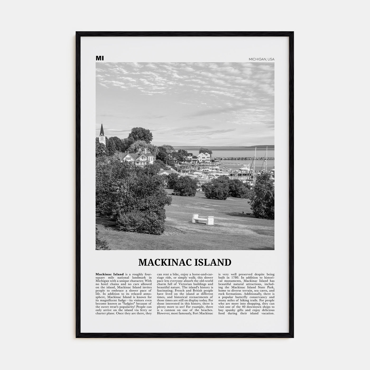 Mackinac Island Travel B&W Poster