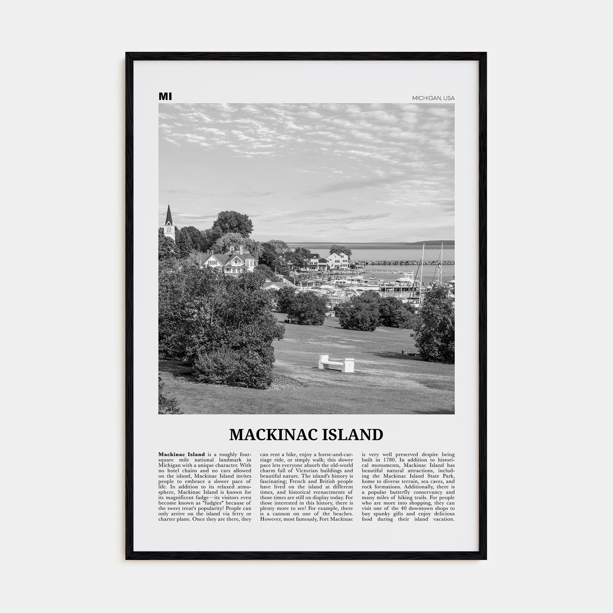 Mackinac Island Travel B&W Poster