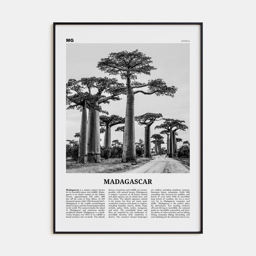 Madagascar Travel B&W Poster