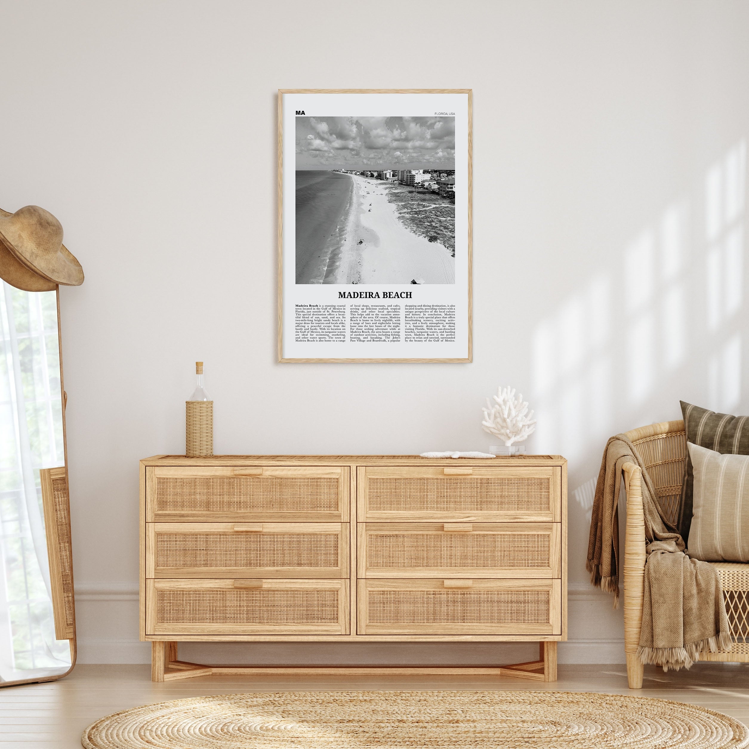 Madeira Beach Travel B&W Poster