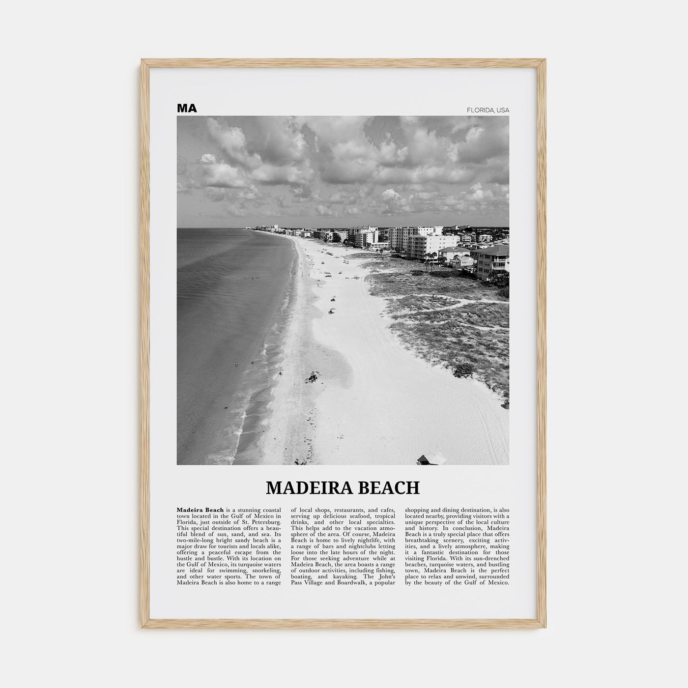 Madeira Beach Travel B&W Poster