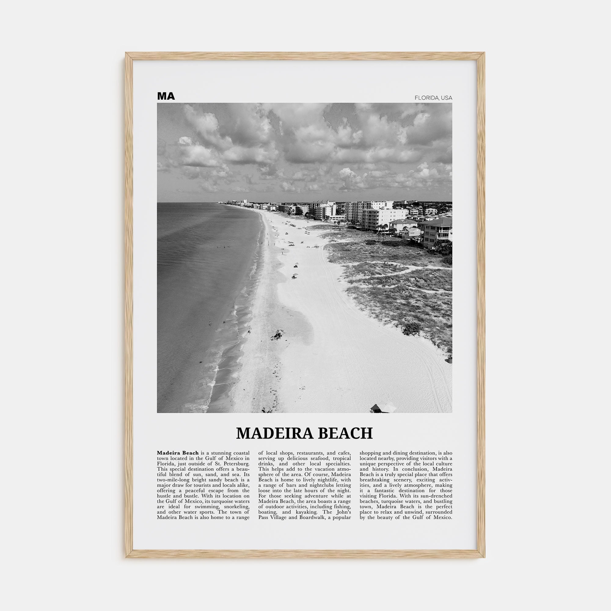Madeira Beach Travel B&W Poster