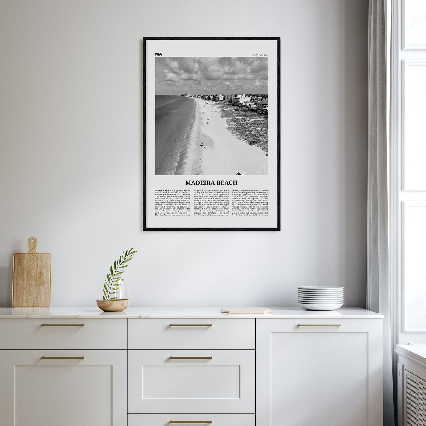 Madeira Beach Travel B&W Poster