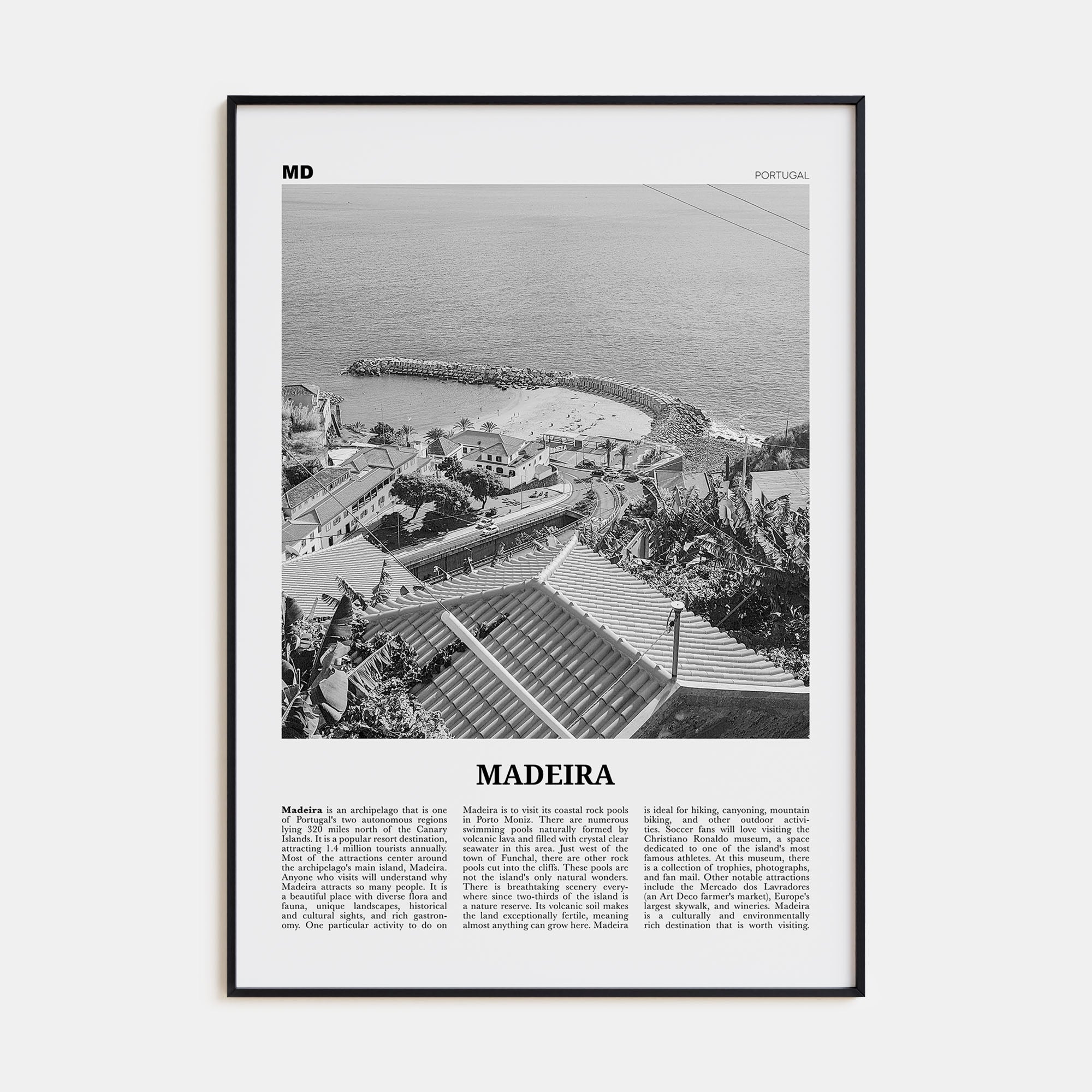 Madeira Travel B&W Poster