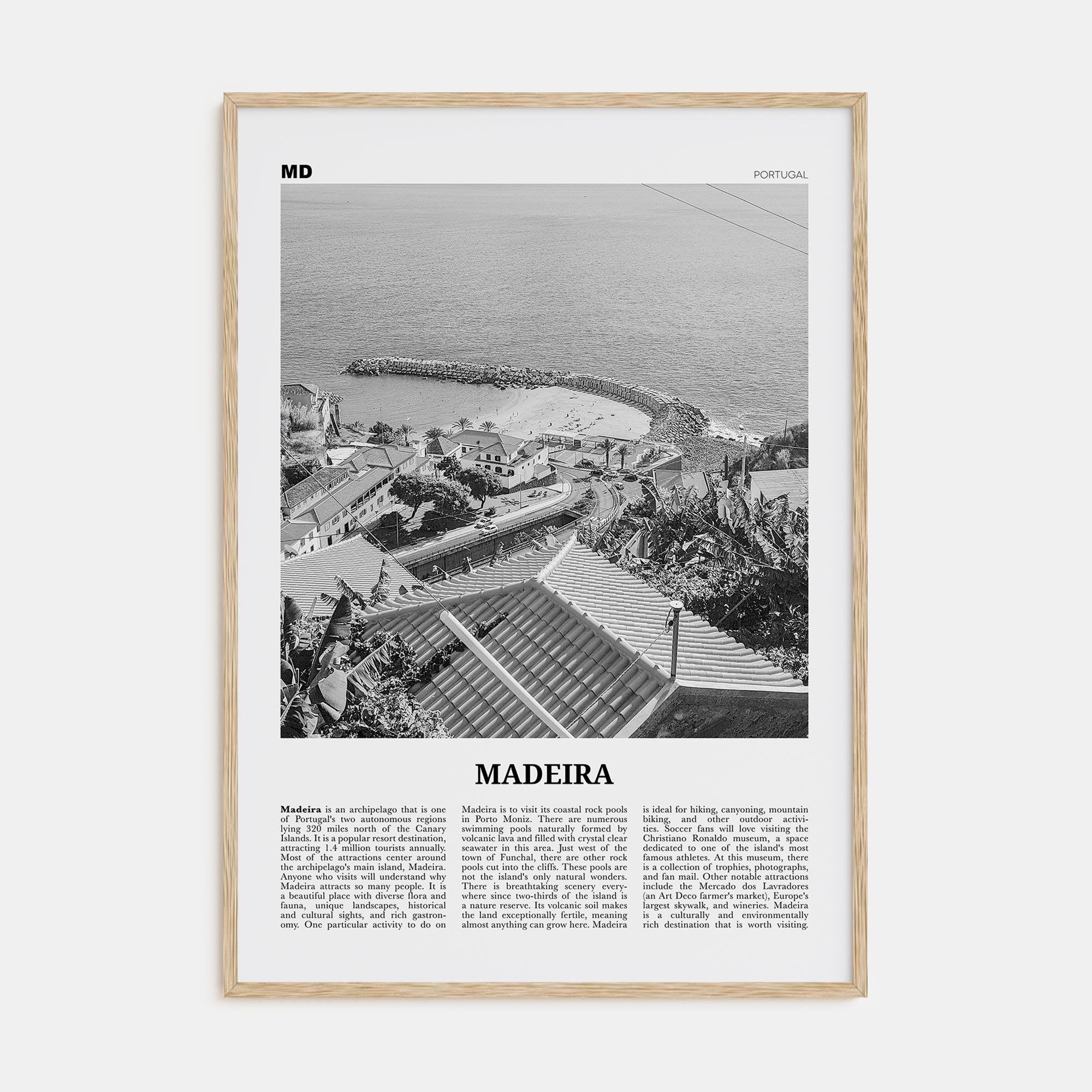Madeira Travel B&W Poster