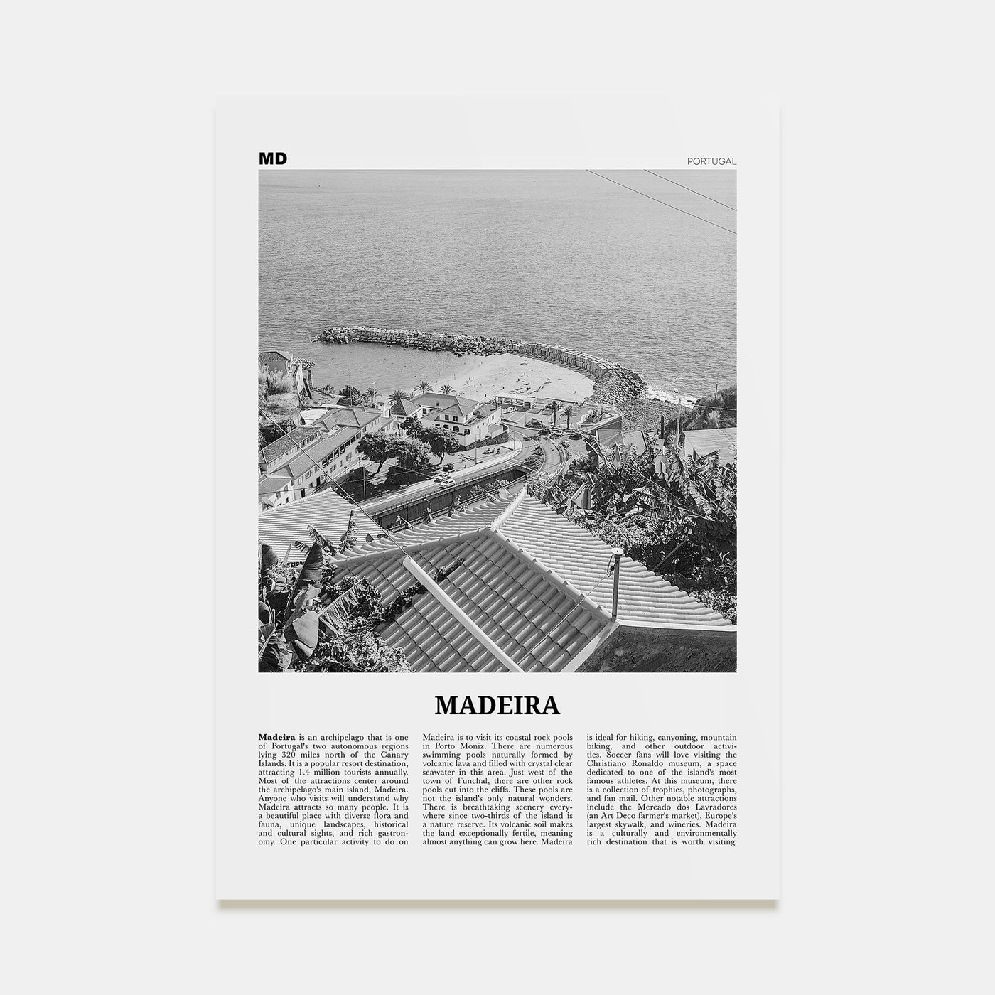 Madeira Travel B&W Poster