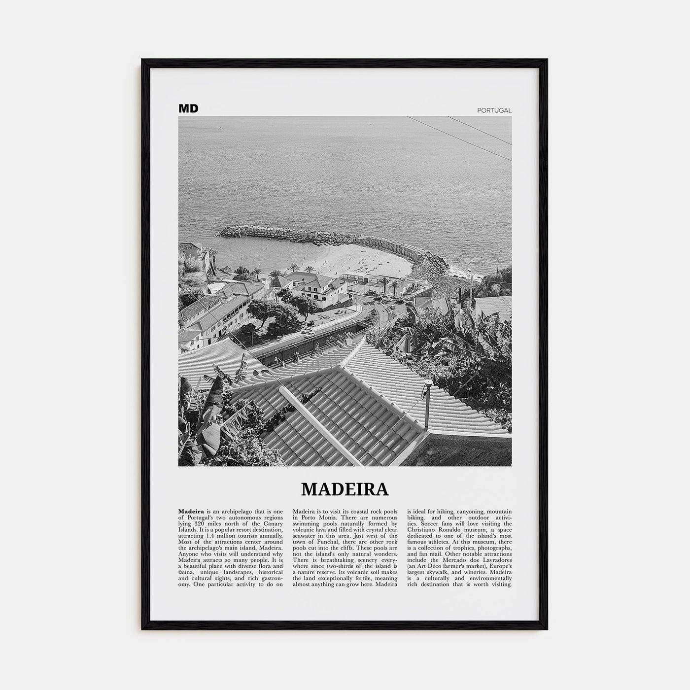 Madeira Travel B&W Poster
