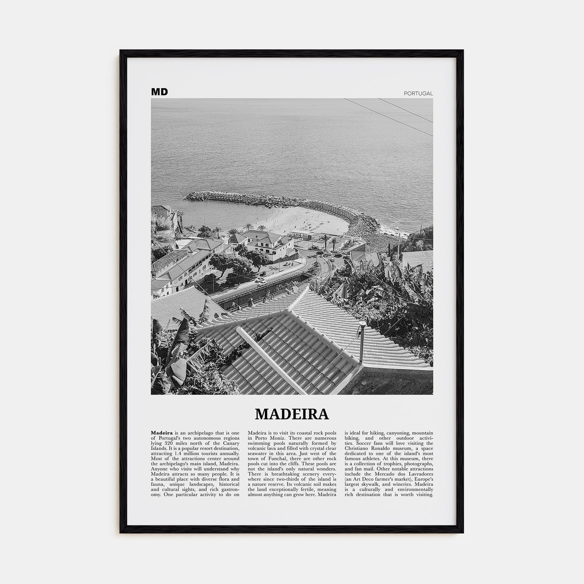 Madeira Travel B&W Poster