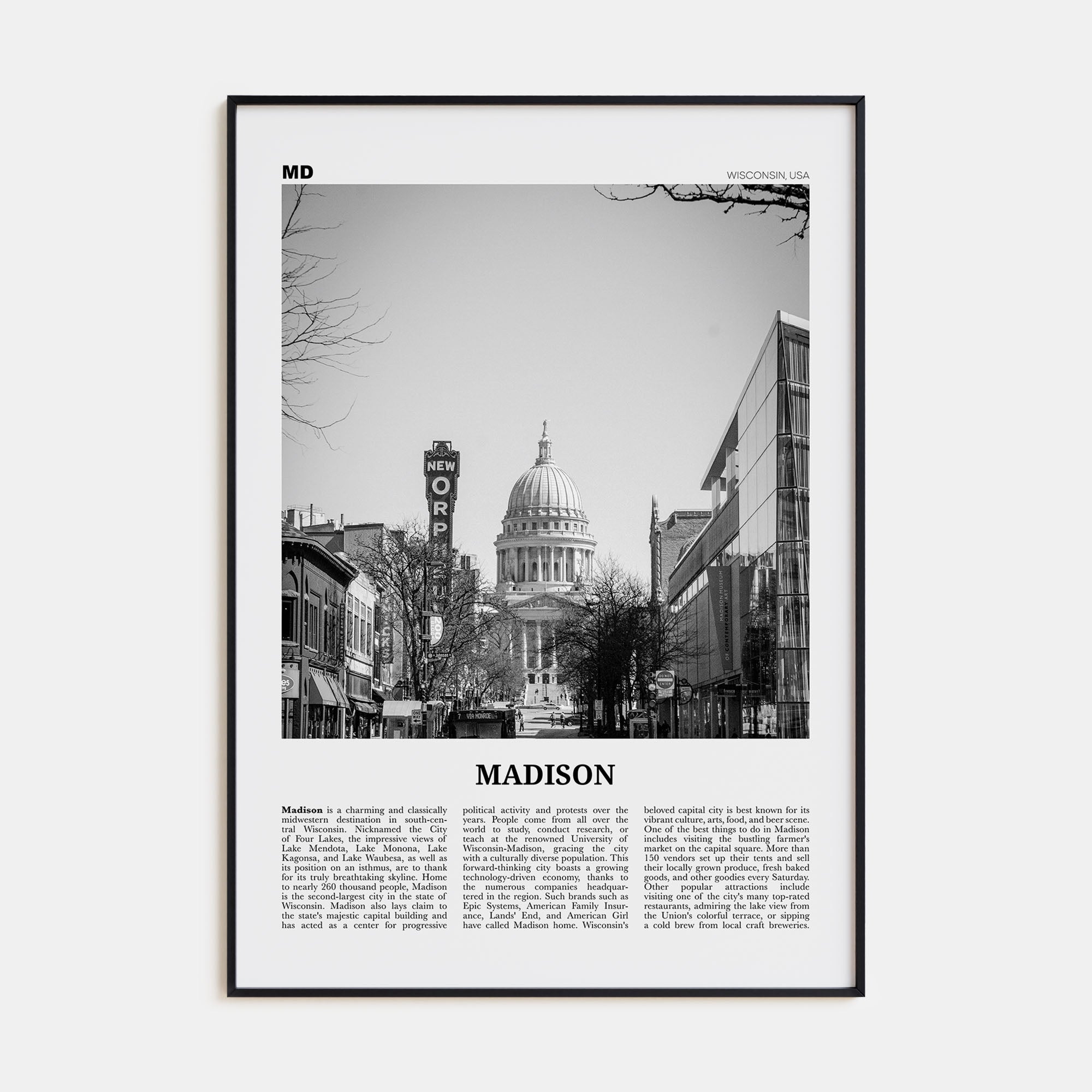 Madison Travel B&W No 1 Poster