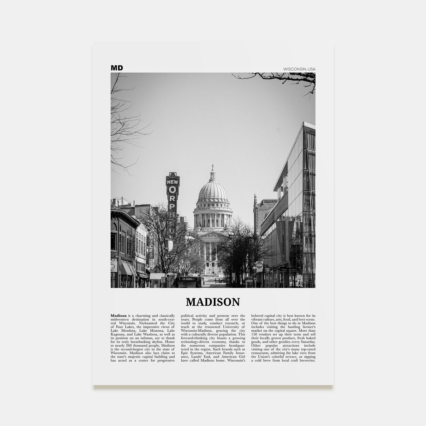 Madison Travel B&W No 1 Poster