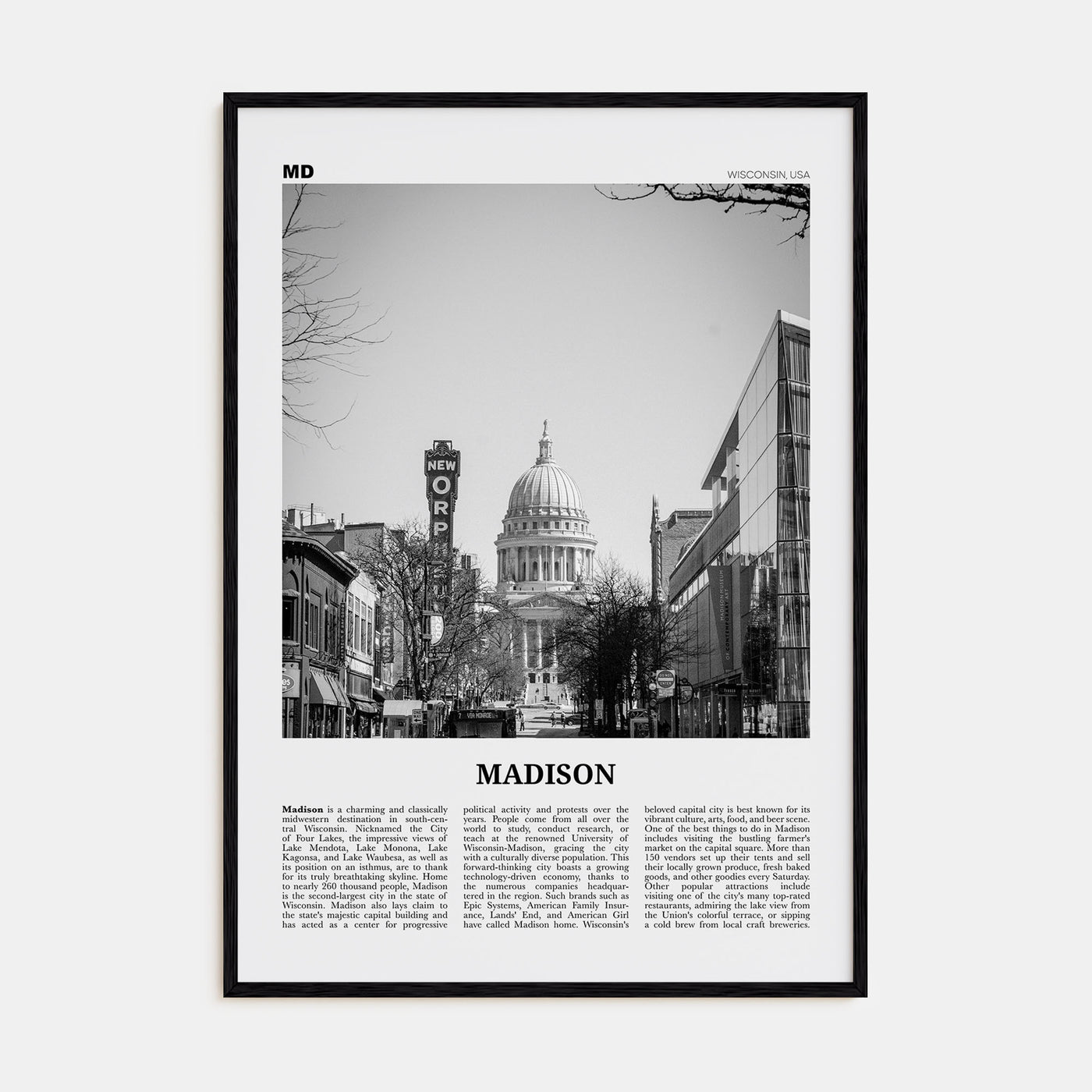 Madison Travel B&W No 1 Poster