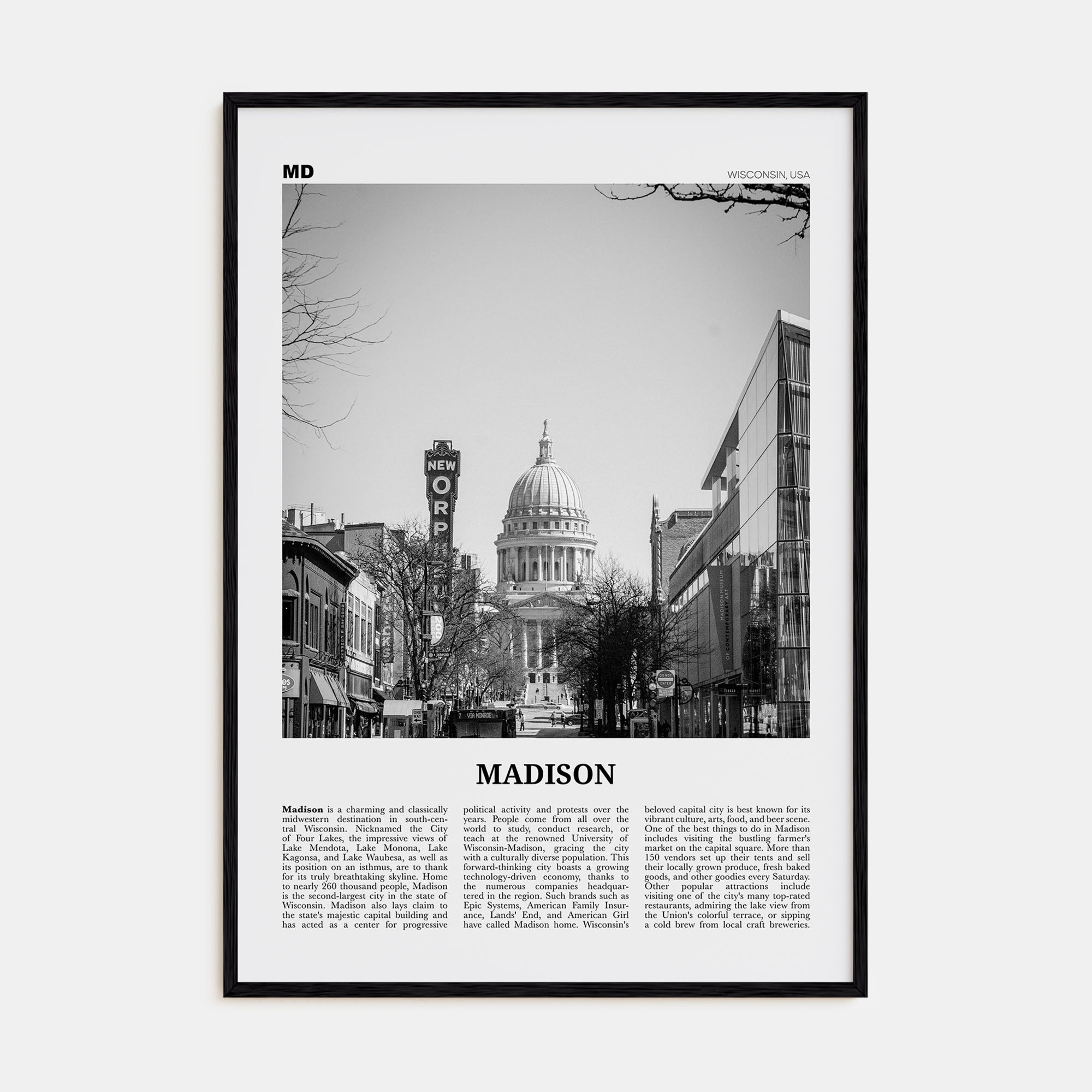 Madison Travel B&W No 1 Poster