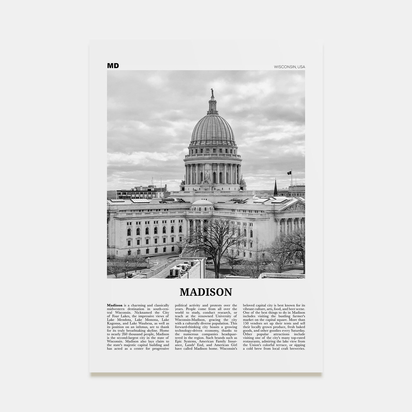 Madison Travel B&W No 2 Poster