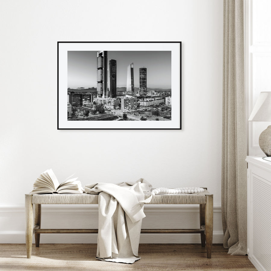 Madrid Landscape B&W Poster