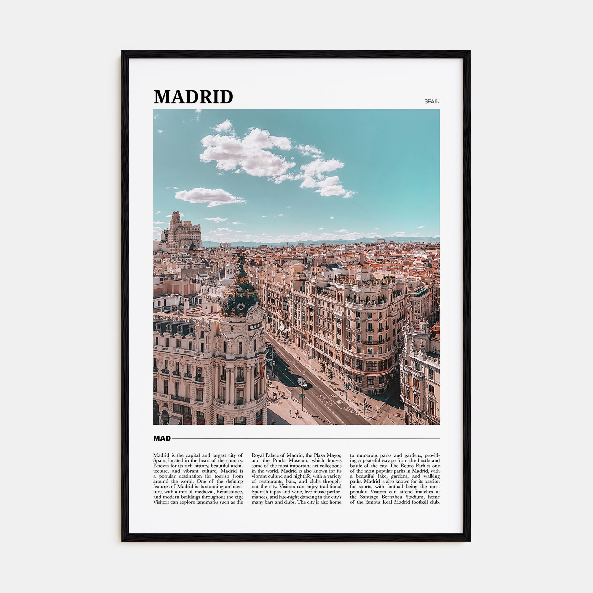 Madrid Travel Color Poster