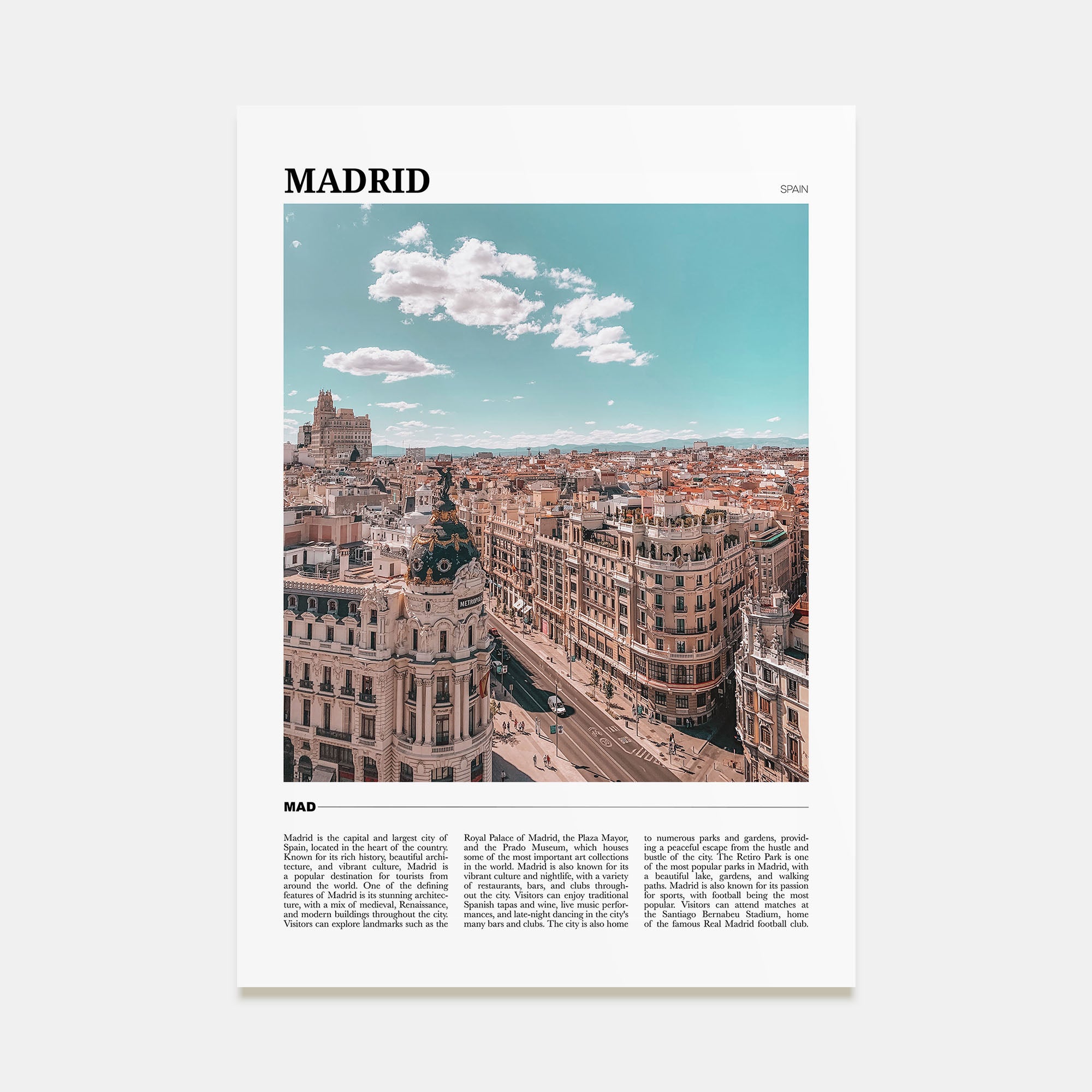 Madrid Travel Color Poster