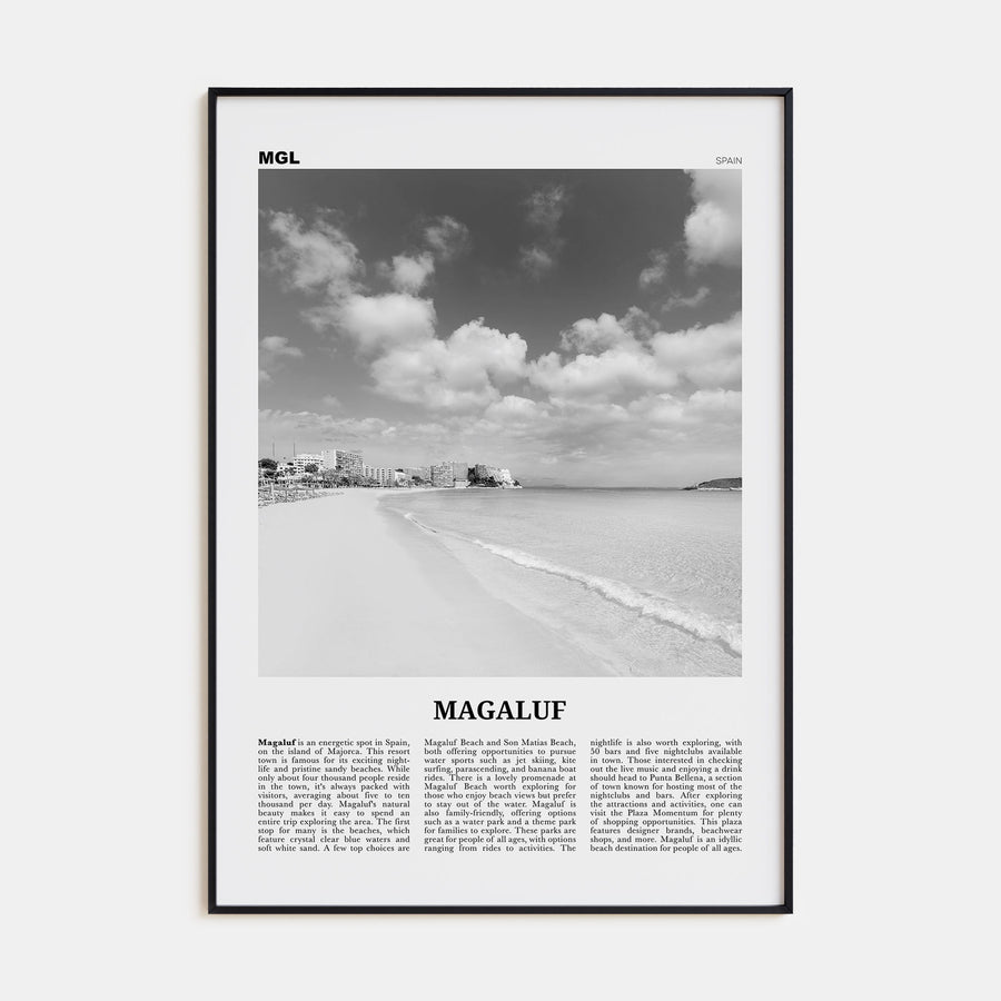Magaluf Travel B&W Poster