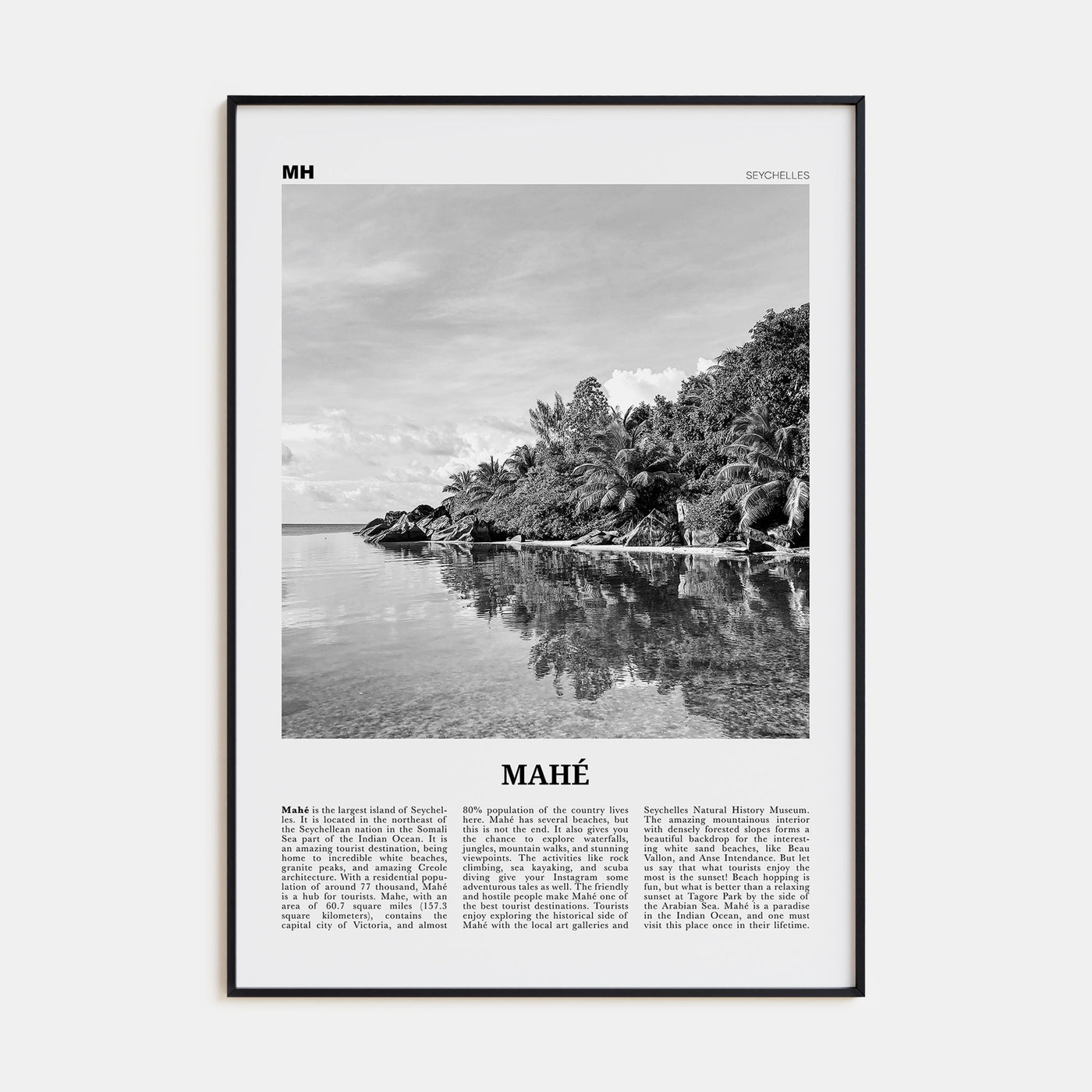 Mahé Travel B&W Poster