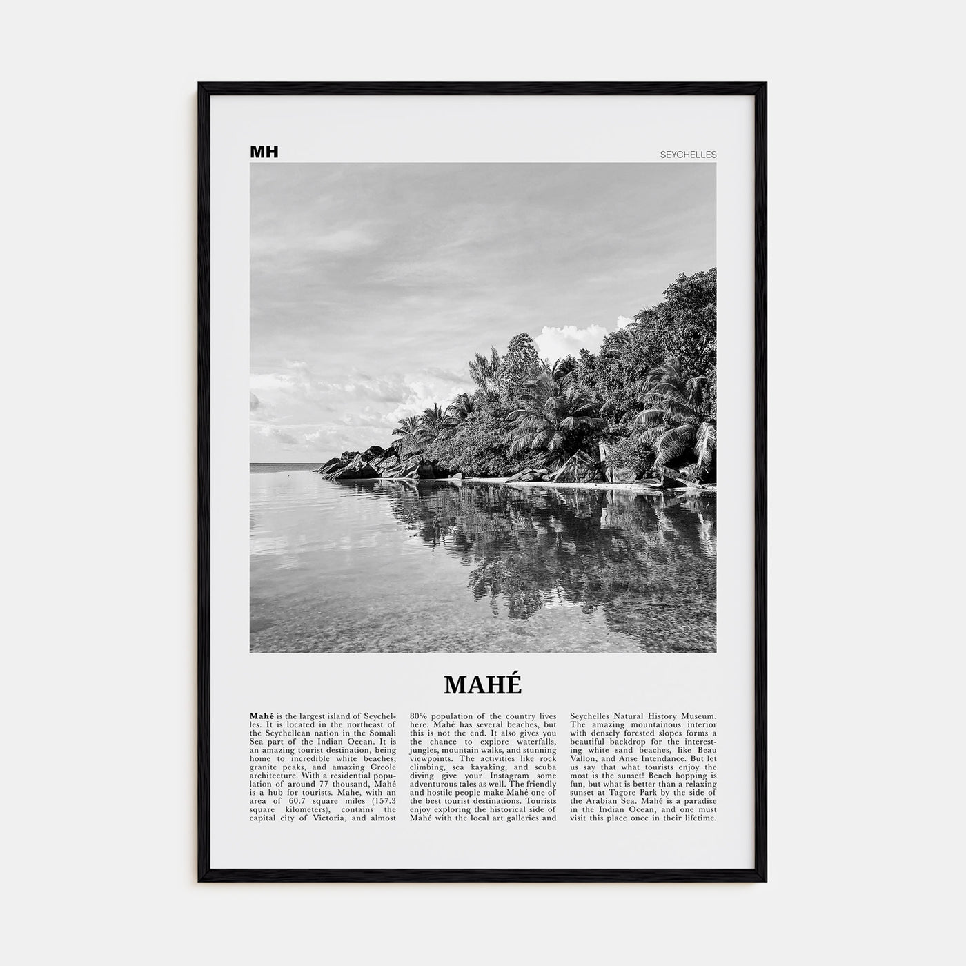 Mahé Travel B&W Poster